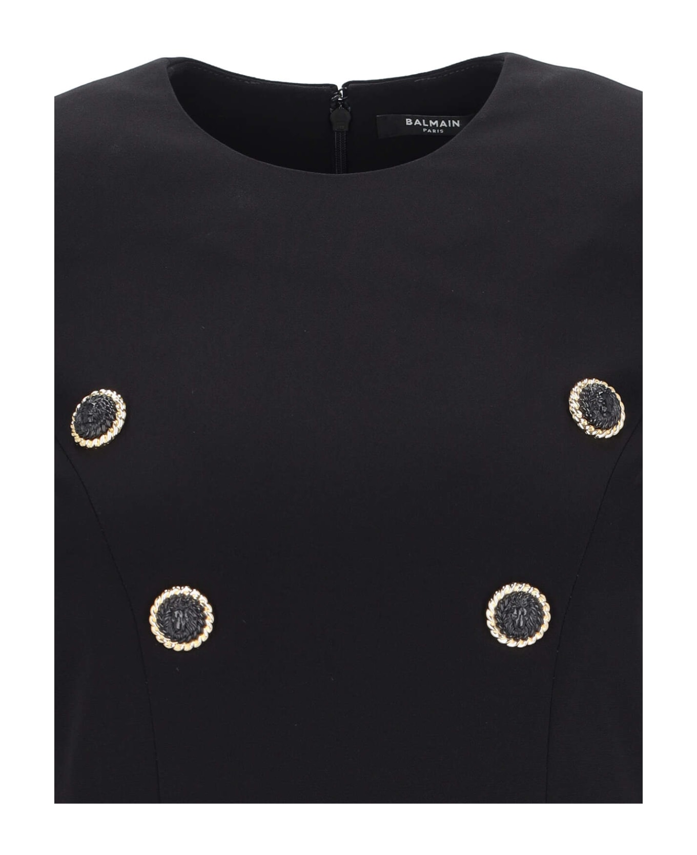 Balmain Eight Buttons Crêpe Mini Dress - Black  