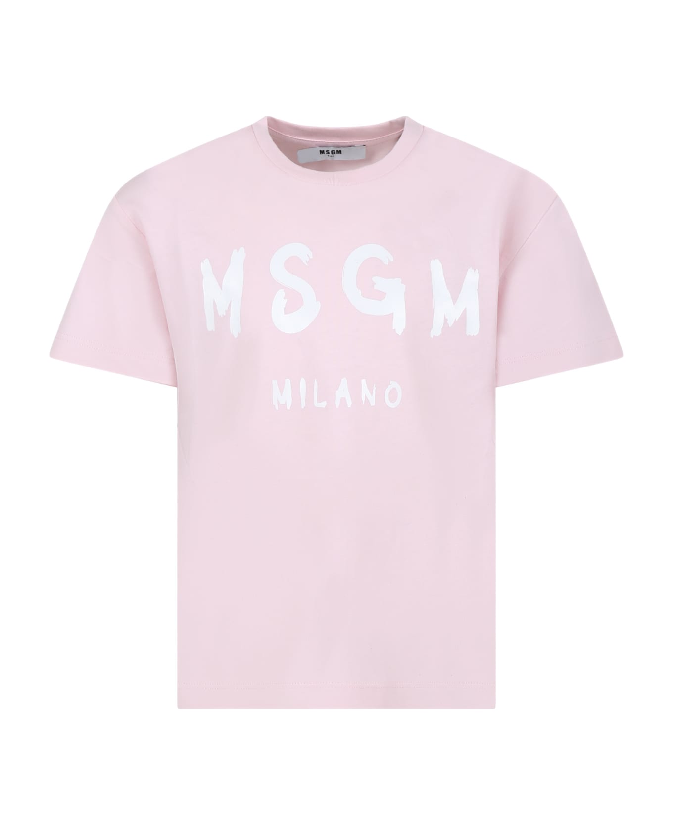 MSGM Pink T-shirt For Girl With Logo Tシャツ＆ポロシャツ