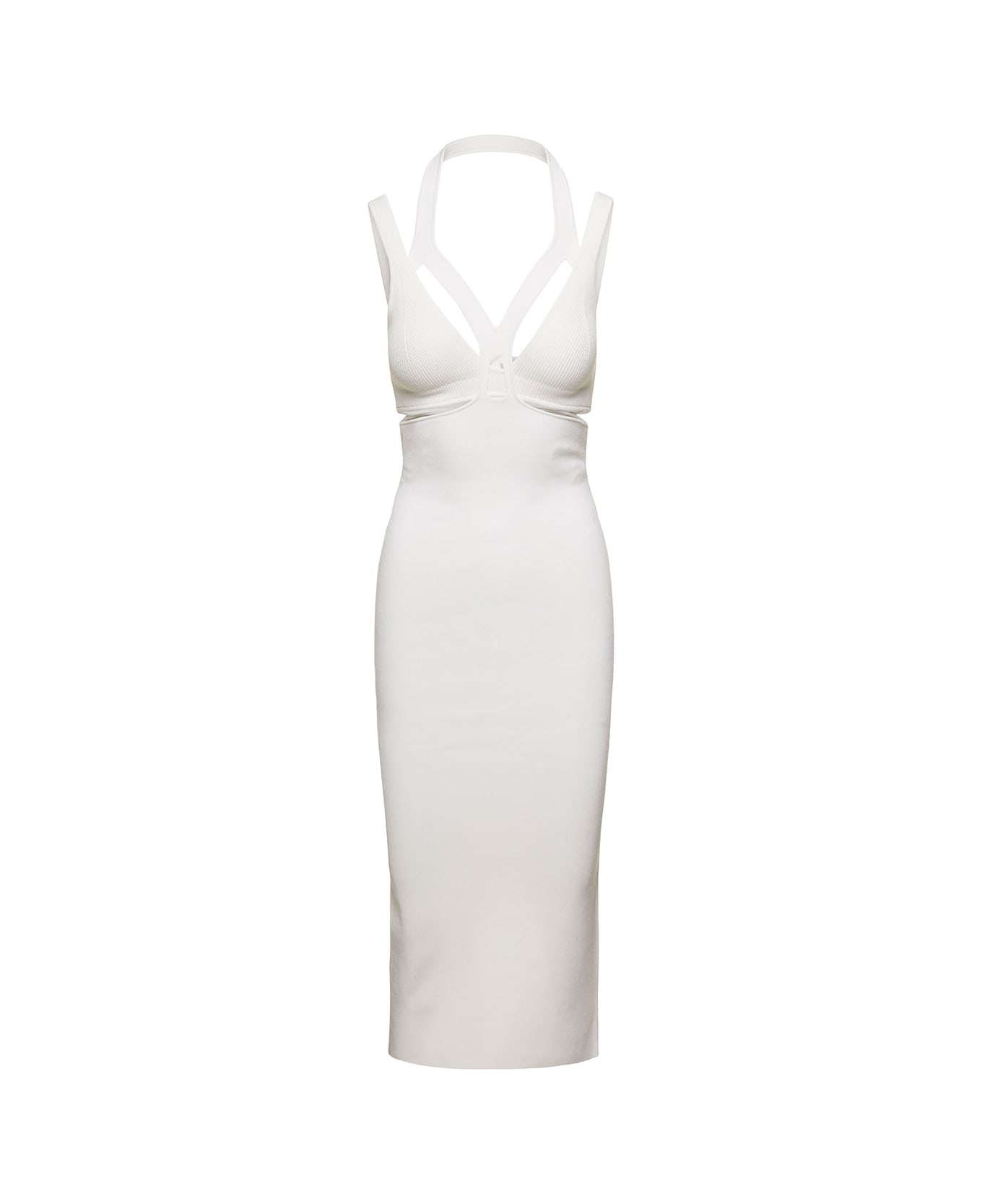Dion Lee 'interlink' Midi White Dress With Cut-out Detail In Viscose Blend Woman - White ワンピース＆ドレス