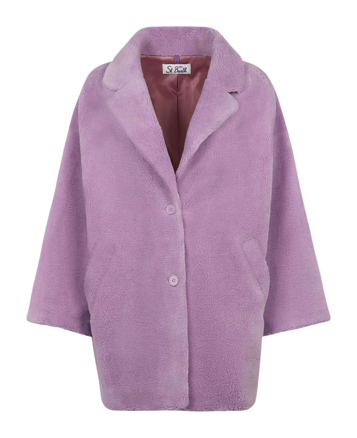 MC2 Saint Barth Woman Coat Lilac Teddy Fabric - PURPLE