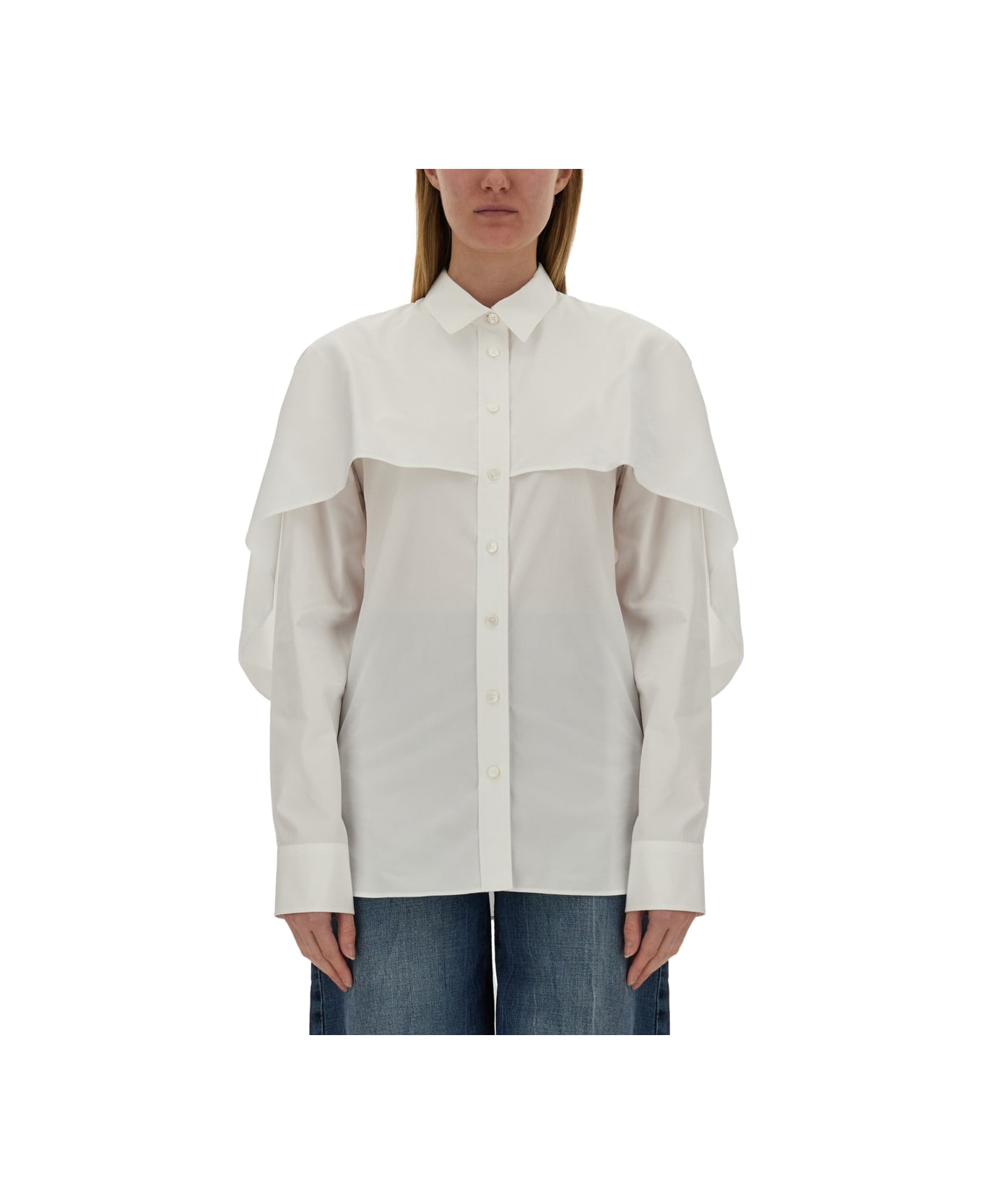 ポンチョ・ケープ Stella McCartney FW24 SHIRT WITH CAPE (620122_SMA909000) Stella McCartney FW24 SHIRT WITH CAPE (620122_SMA909000