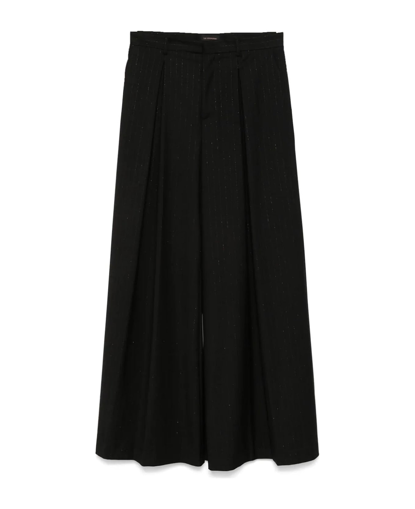 The Andamane Black Pinstriped Trousers - Black