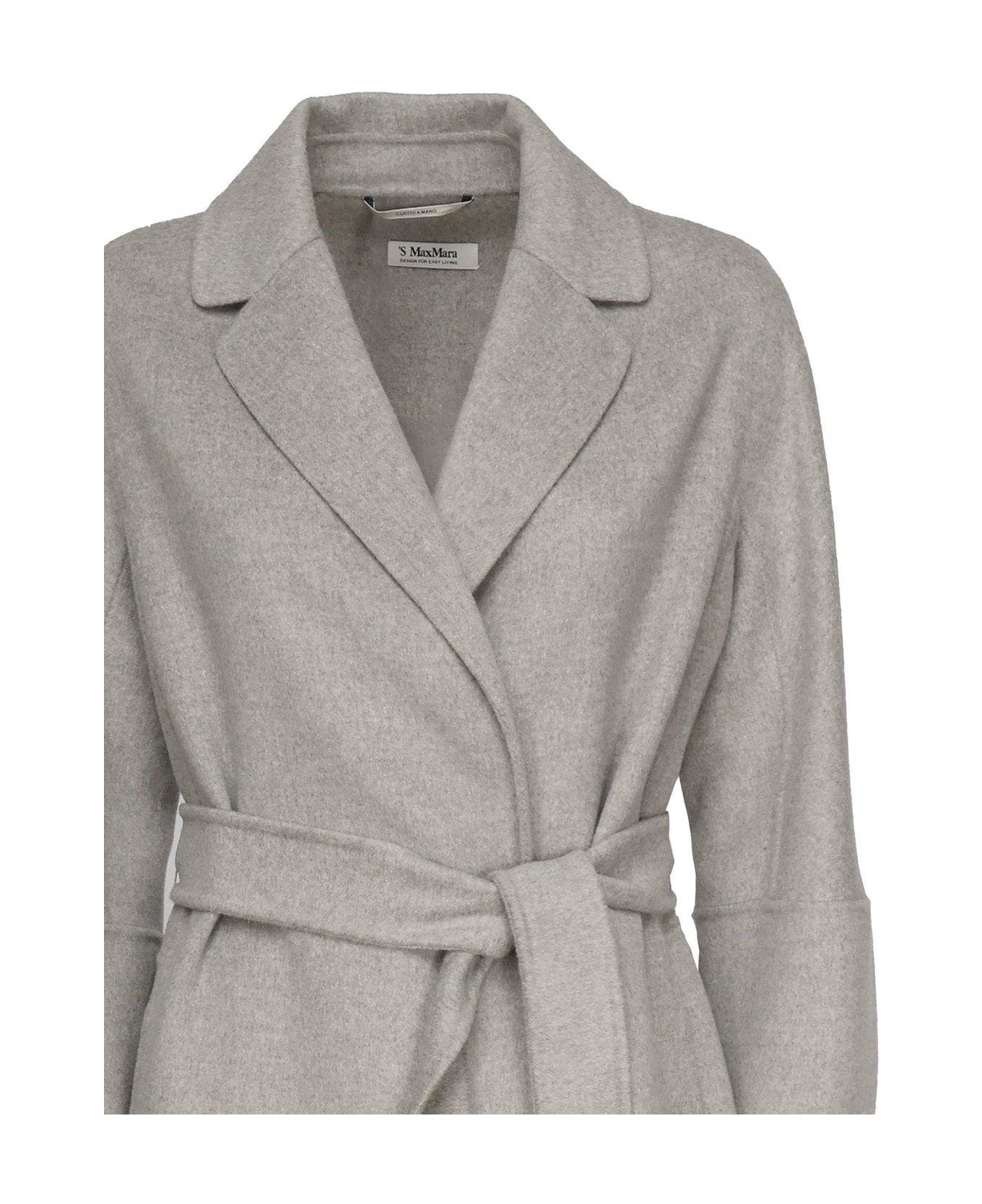 
S Max Mara Arona Belted Long-sleeved Coat - GREY