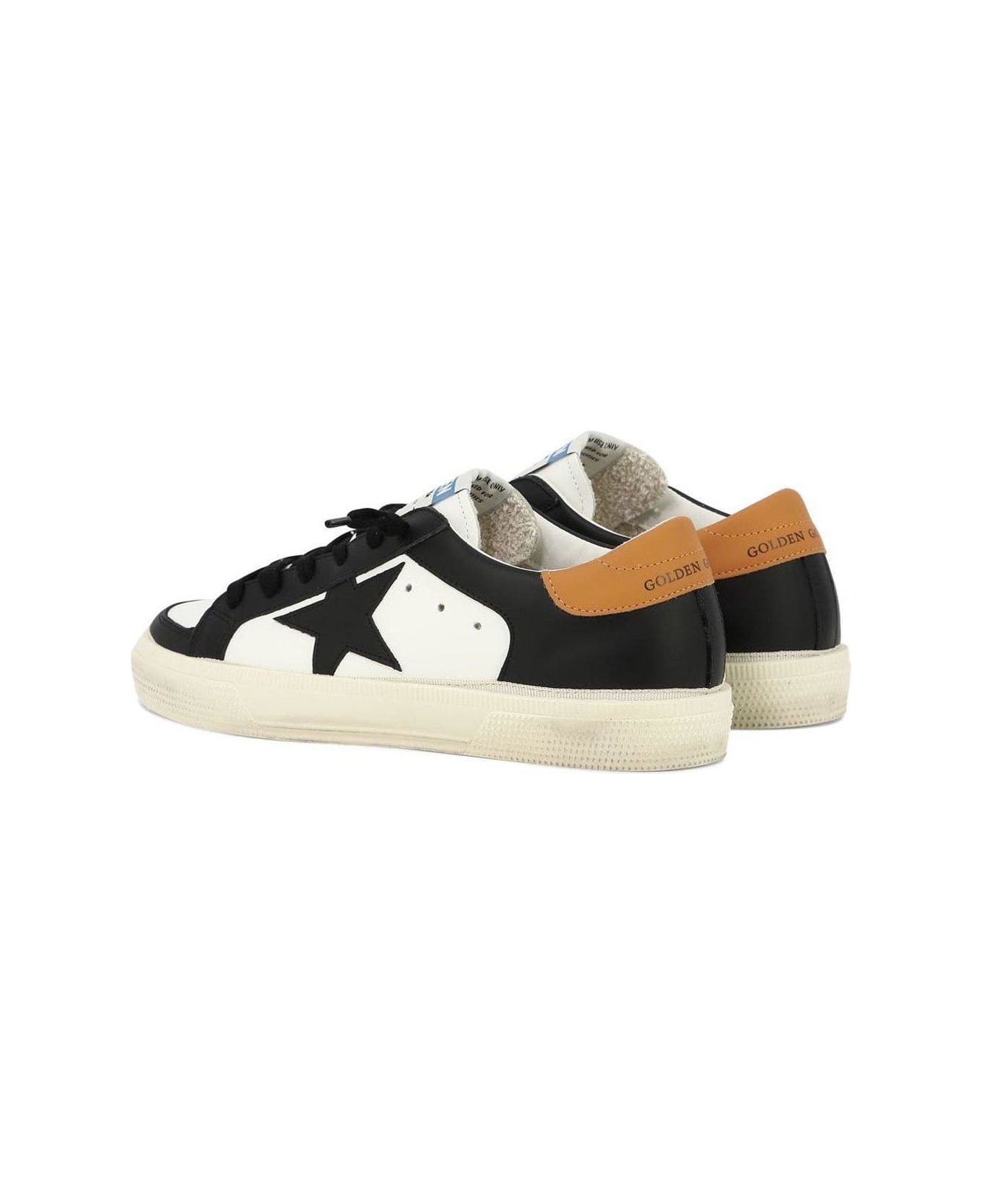 Golden Goose May Star-patch Lace-up Sneakers - White/Black/Orange