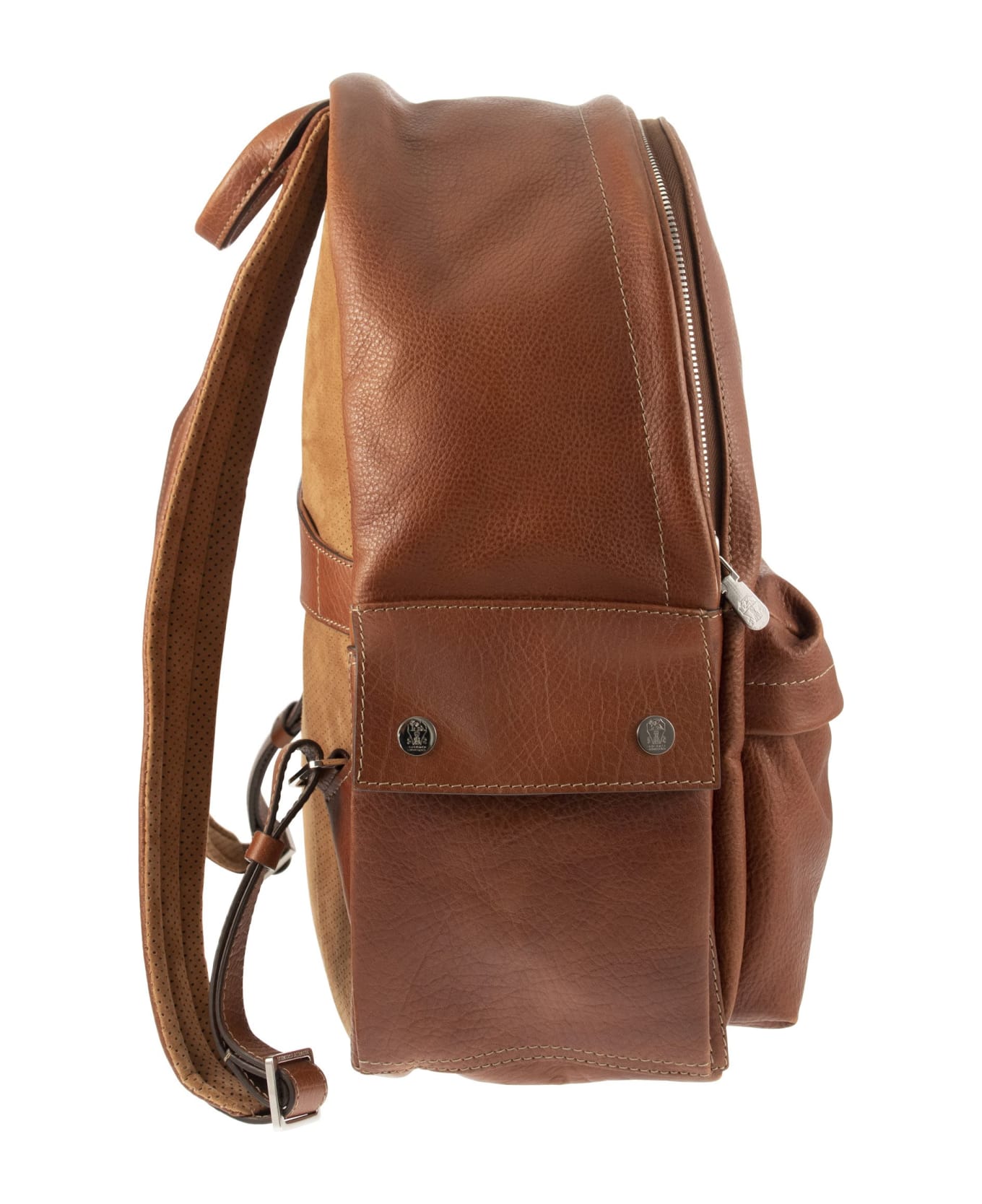 Brunello Cucinelli Calfskin Backpack With Grain - Brown