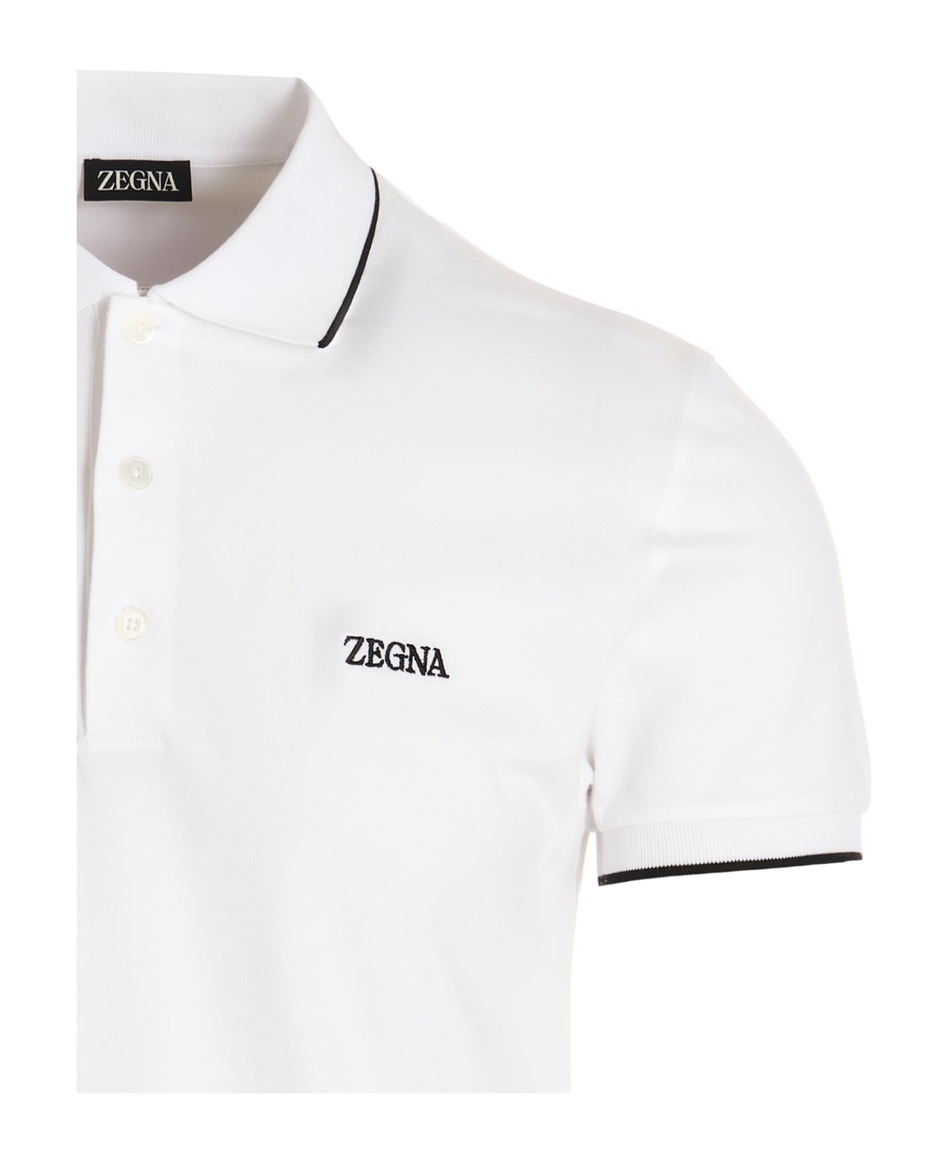 Zegna Embroidered Logo Polo Shirt - White ポロシャツ