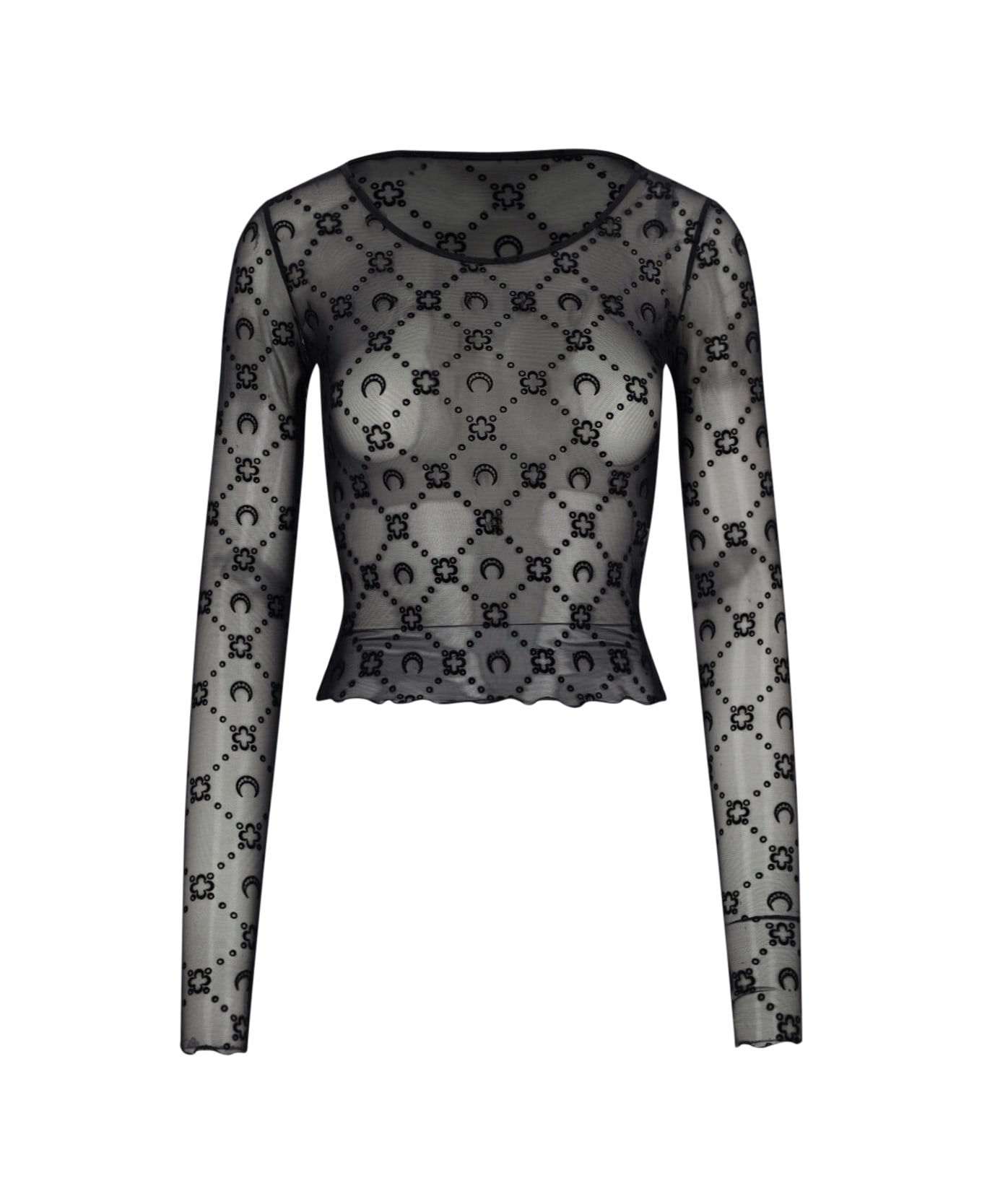 Marine Serre "moonogoram" Crop Top - Black  