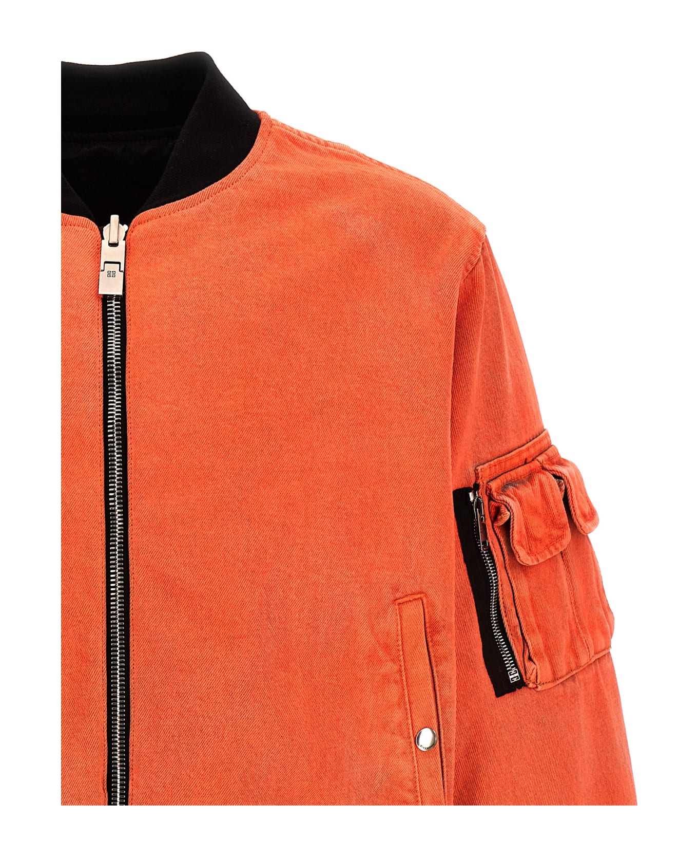 Givenchy Nylon Reversible Denim Bomber Jacket - Orange