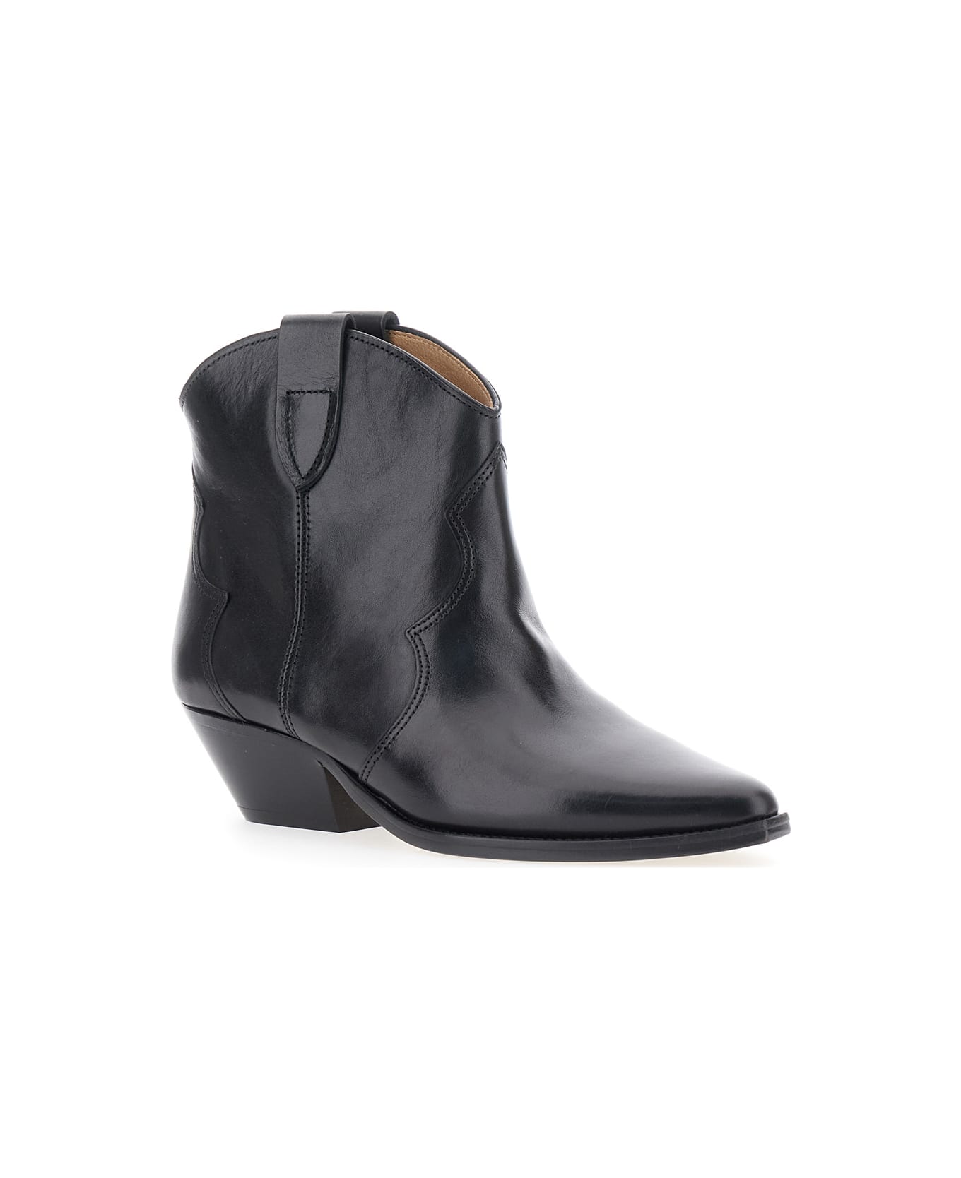 Isabel Marant 
dewina
 Black Slip-on Ankle Boots With Low Block Heel In Leather Woman - BLACK