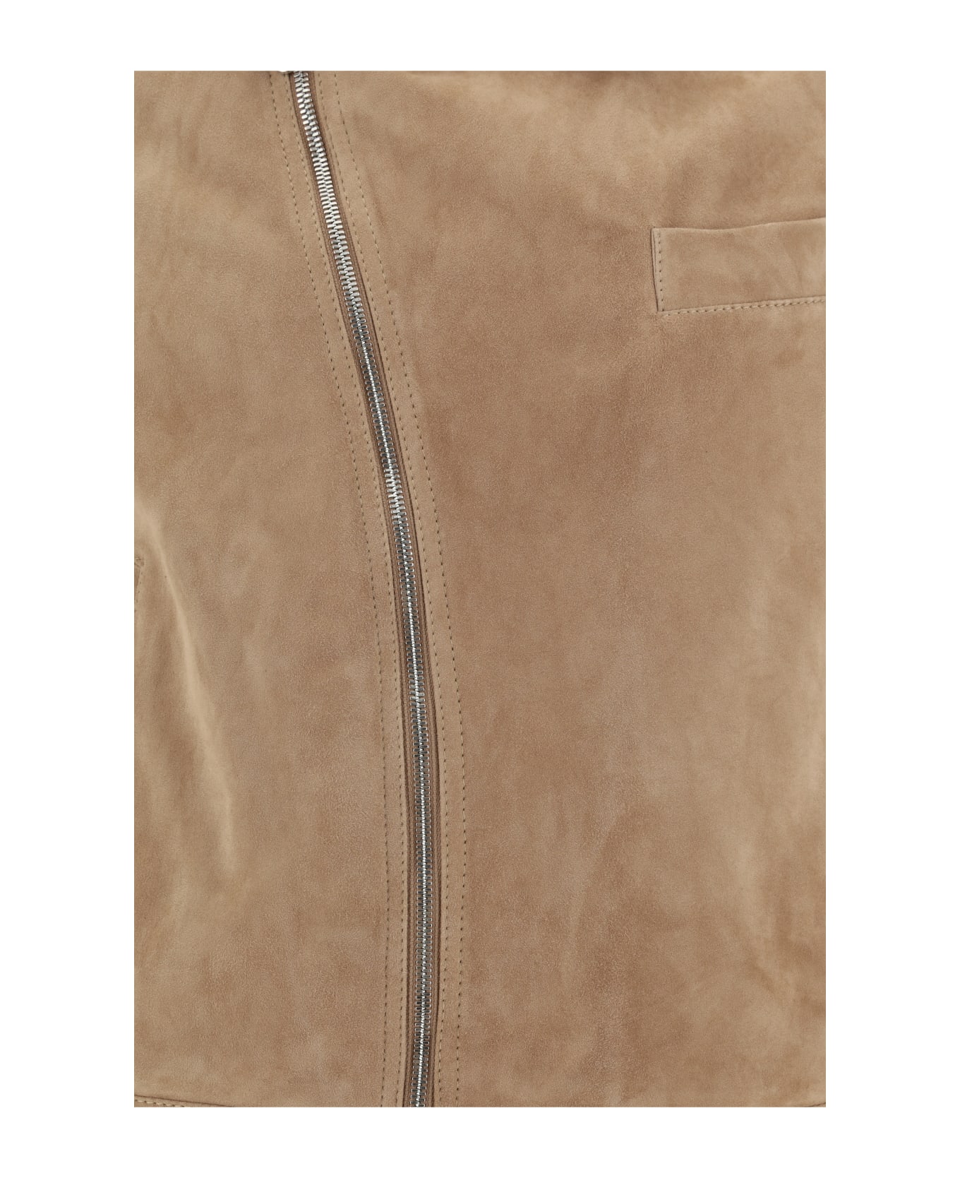 Brunello Cucinelli Leather Jacket - Tabacco+ Bianco/grigio