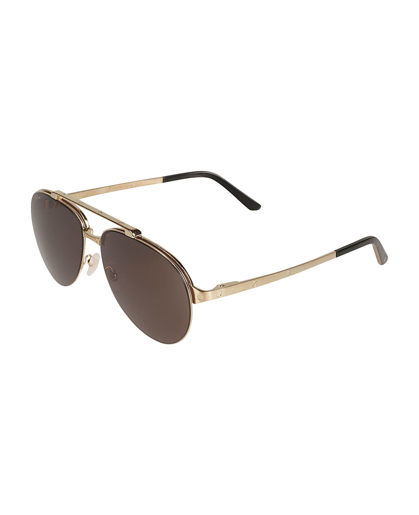 Cartier Eyewear Round Aviator Sunglasses - Gold/Grey