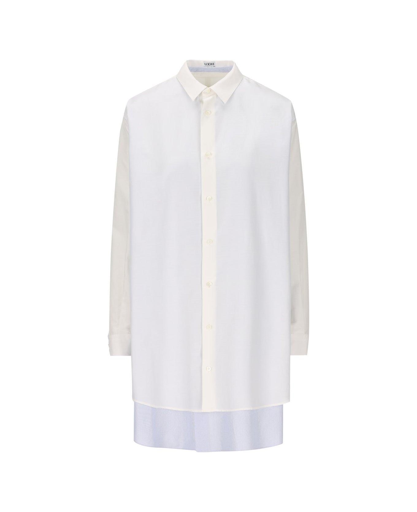 Loewe sweatshirt Double Layered Shirt Dress - White