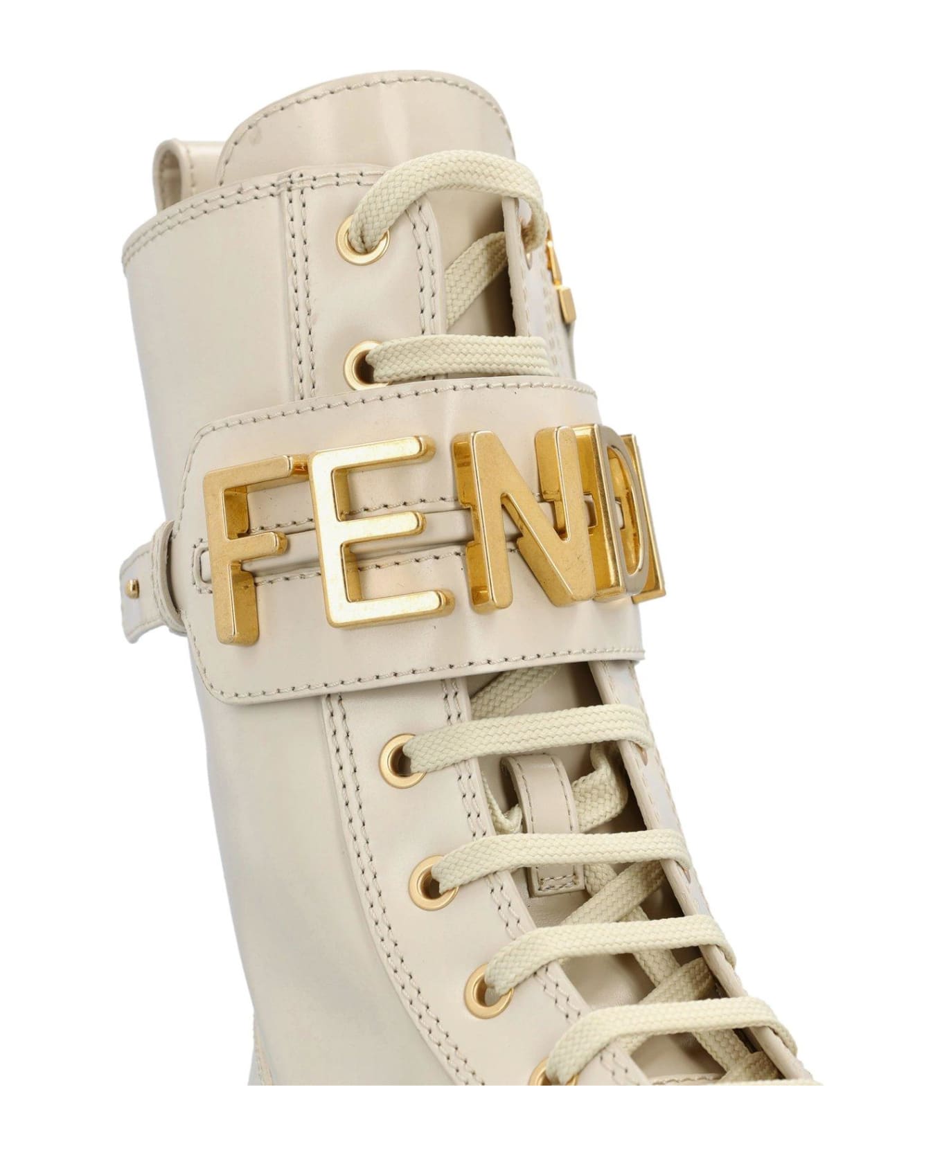 Fendi Graphy Rounded-toe Biker Boots - Bianco