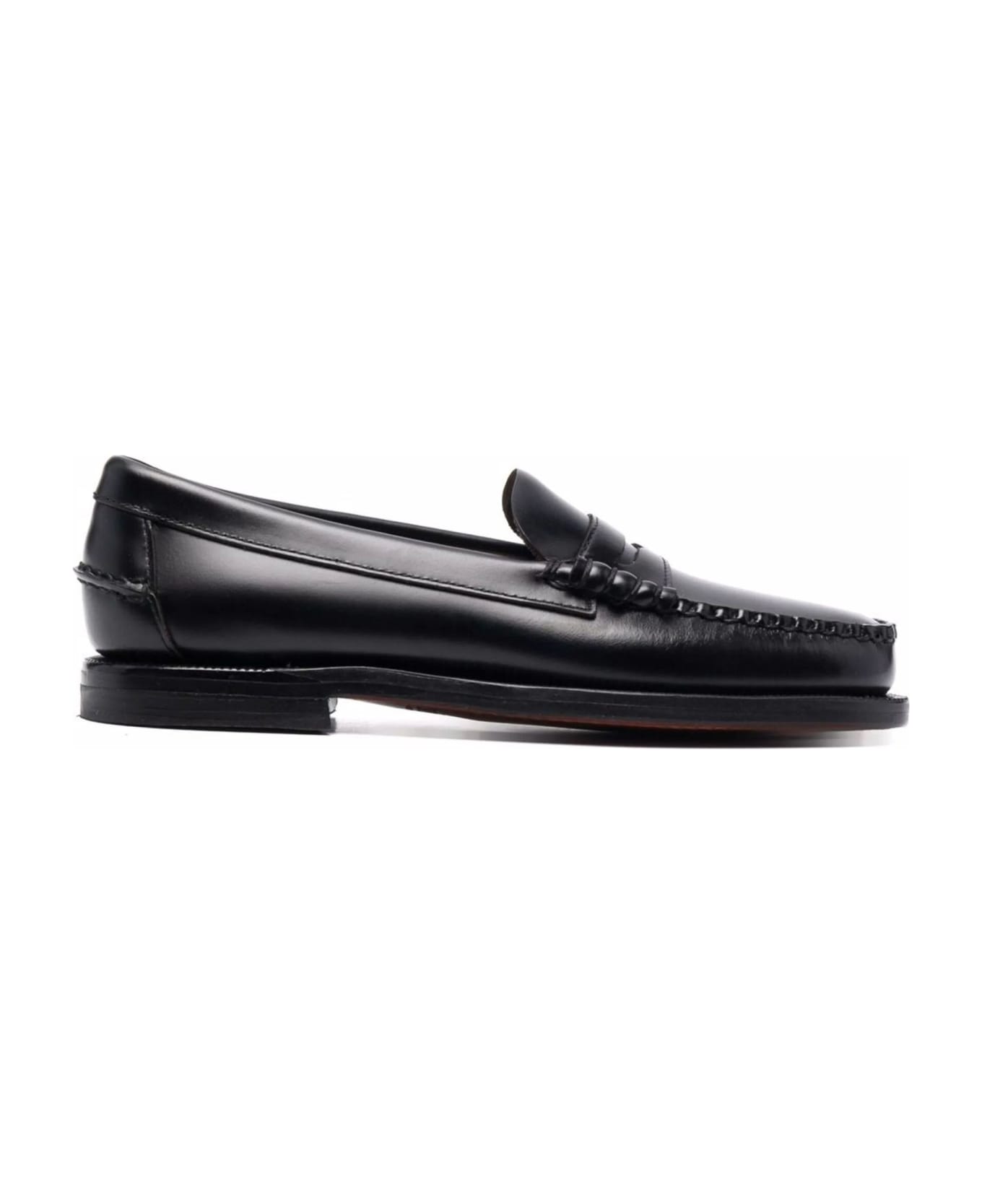 Sebago Black Leather Loafers - Black フラットシューズ