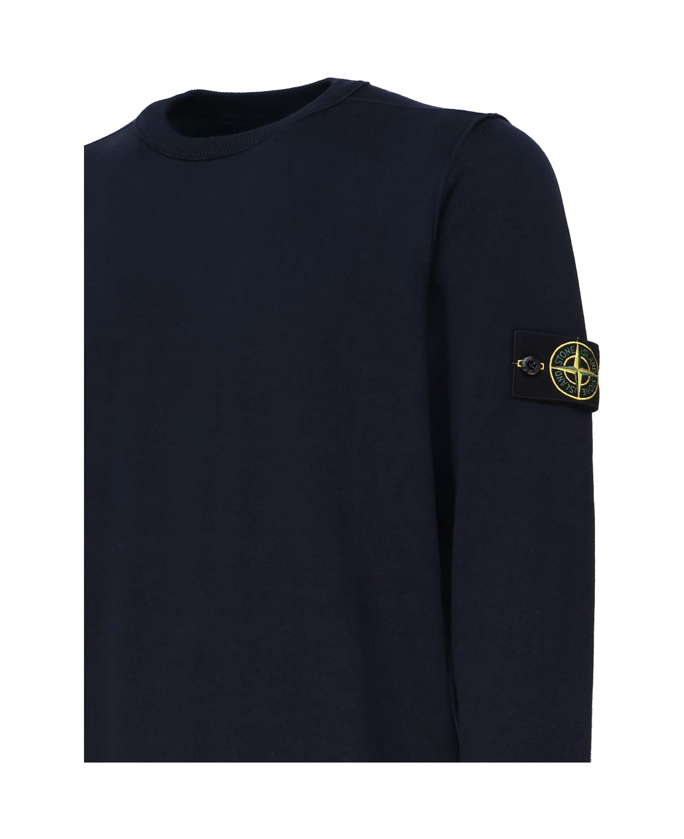 Stone Island Cotton Logo Knit - Blue ニットウェア