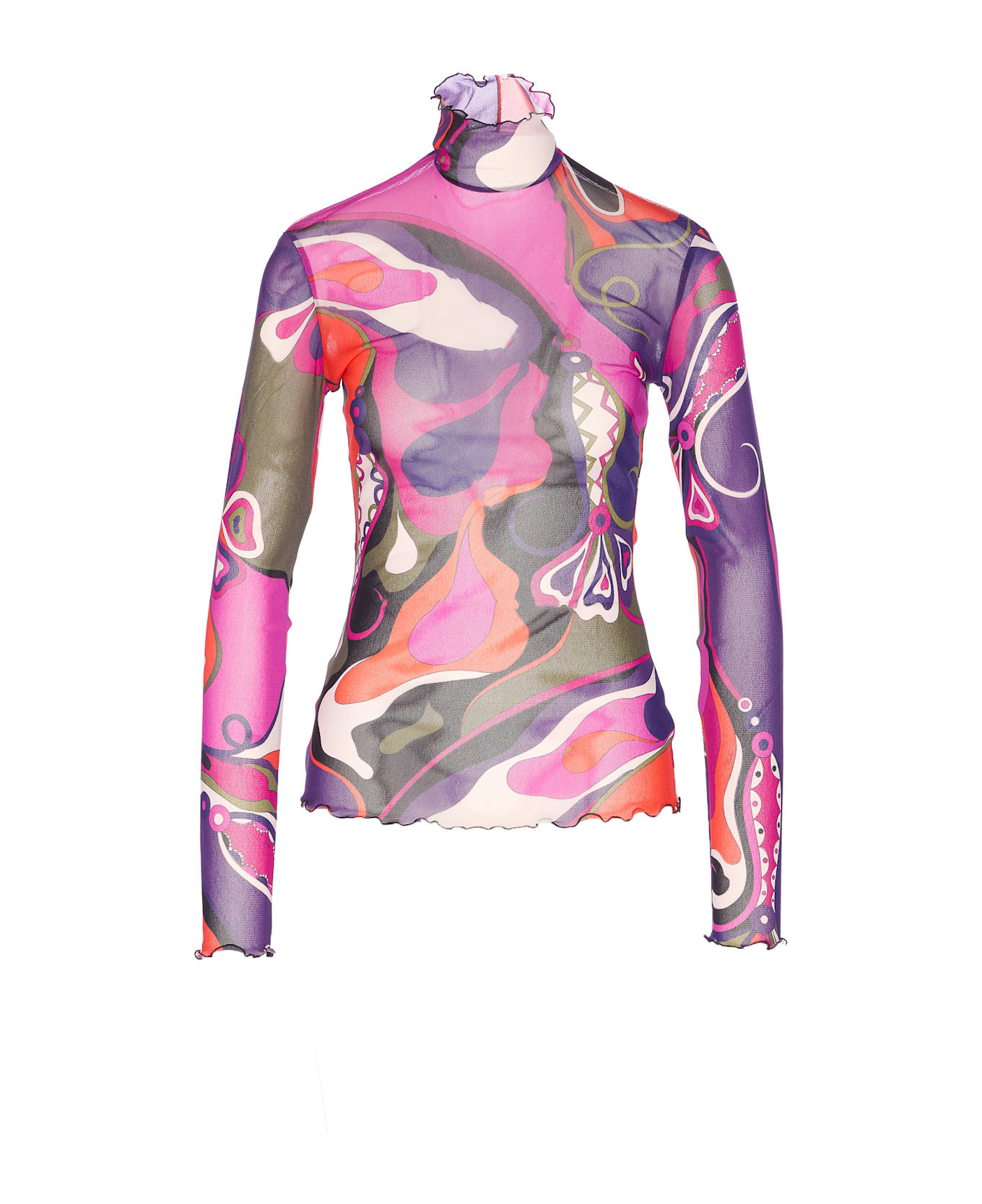 Pucci Orchidee Print Tulle Top - Pink