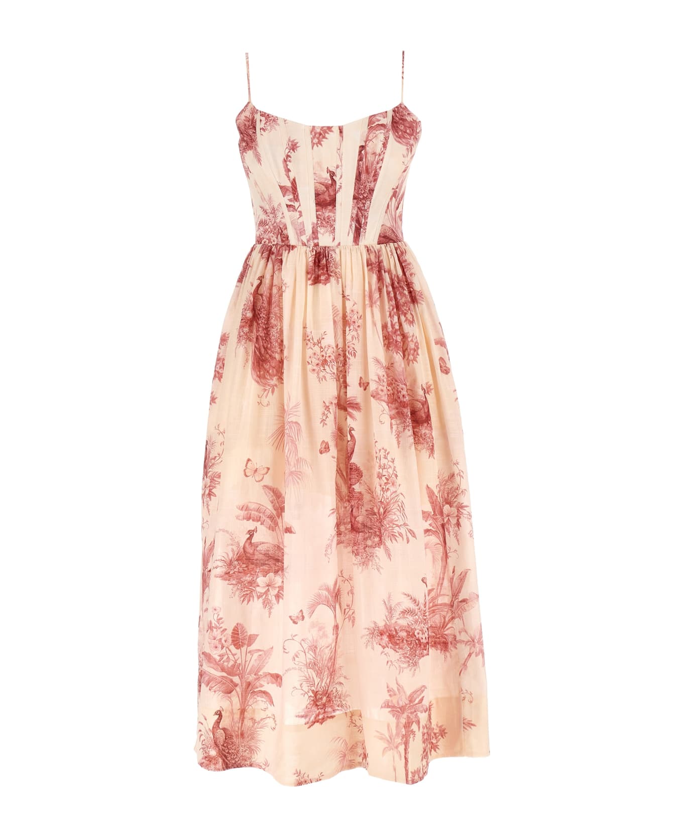 Zimmermann 'waverly Corset Midi' Dress - PINK PALM