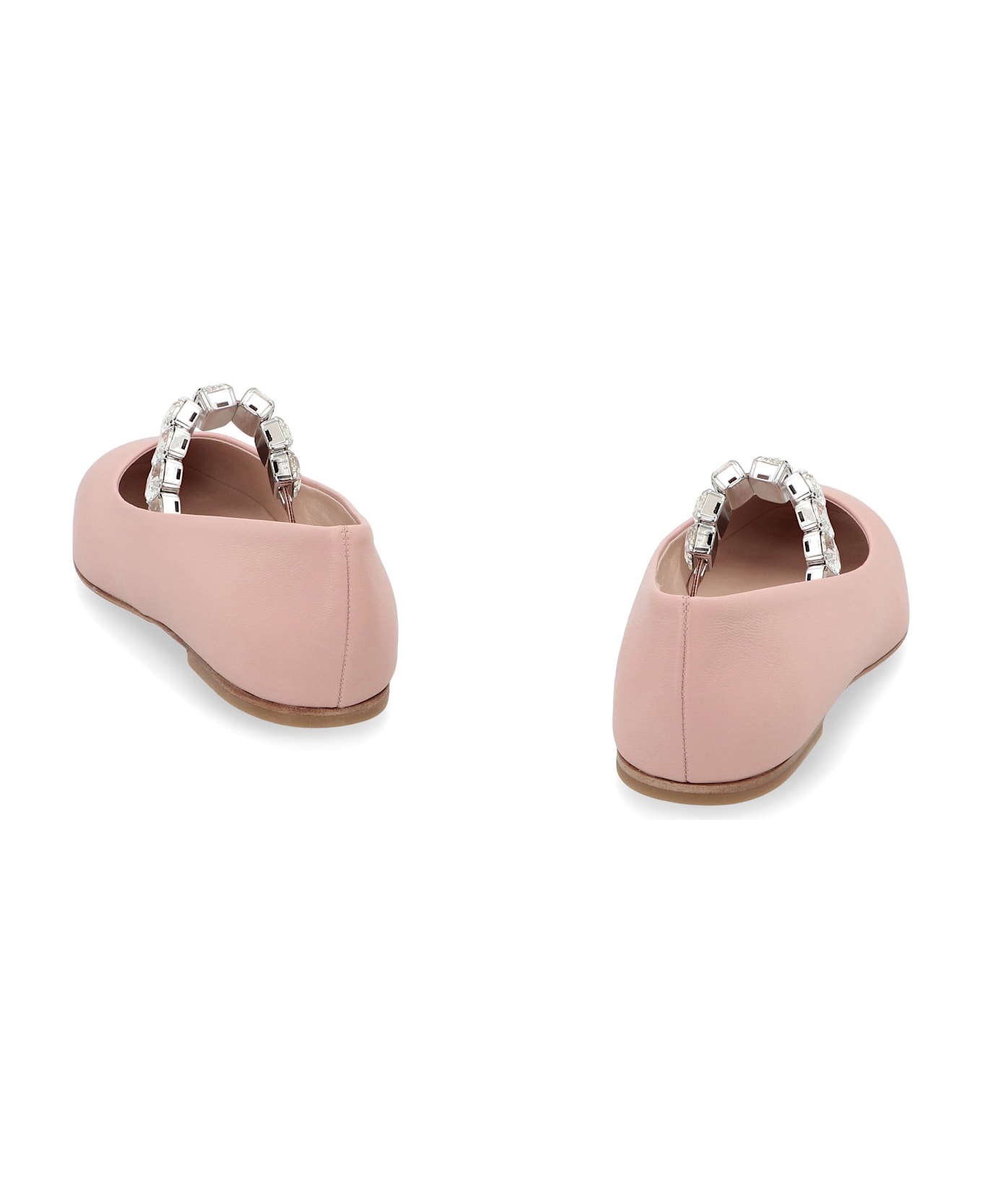 Casadei Crystal Leather Ballet Flats - Pink