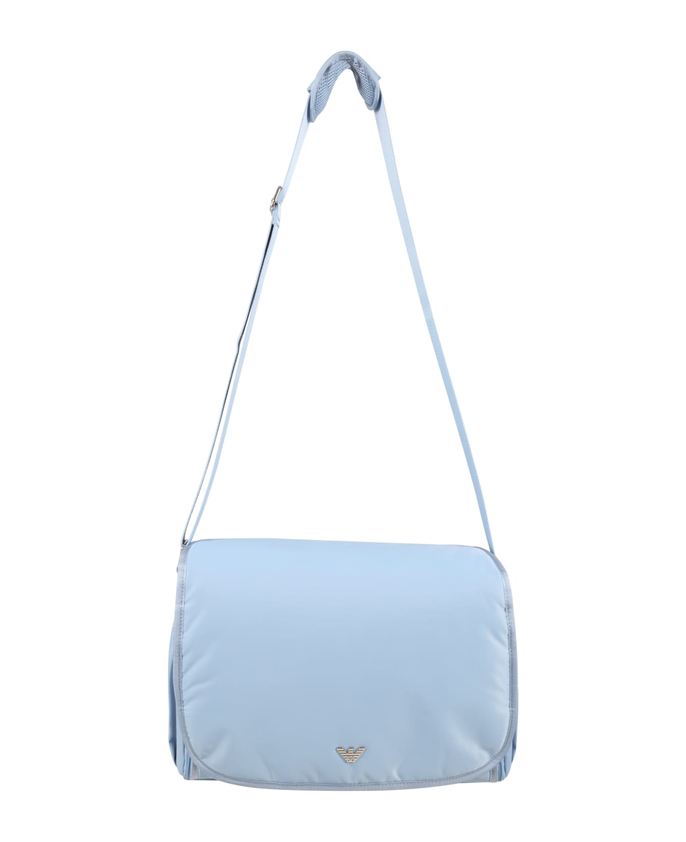 Emporio LINEN Armani Light Blue Mum Bag For Baby Boy With Logo - Light Blue