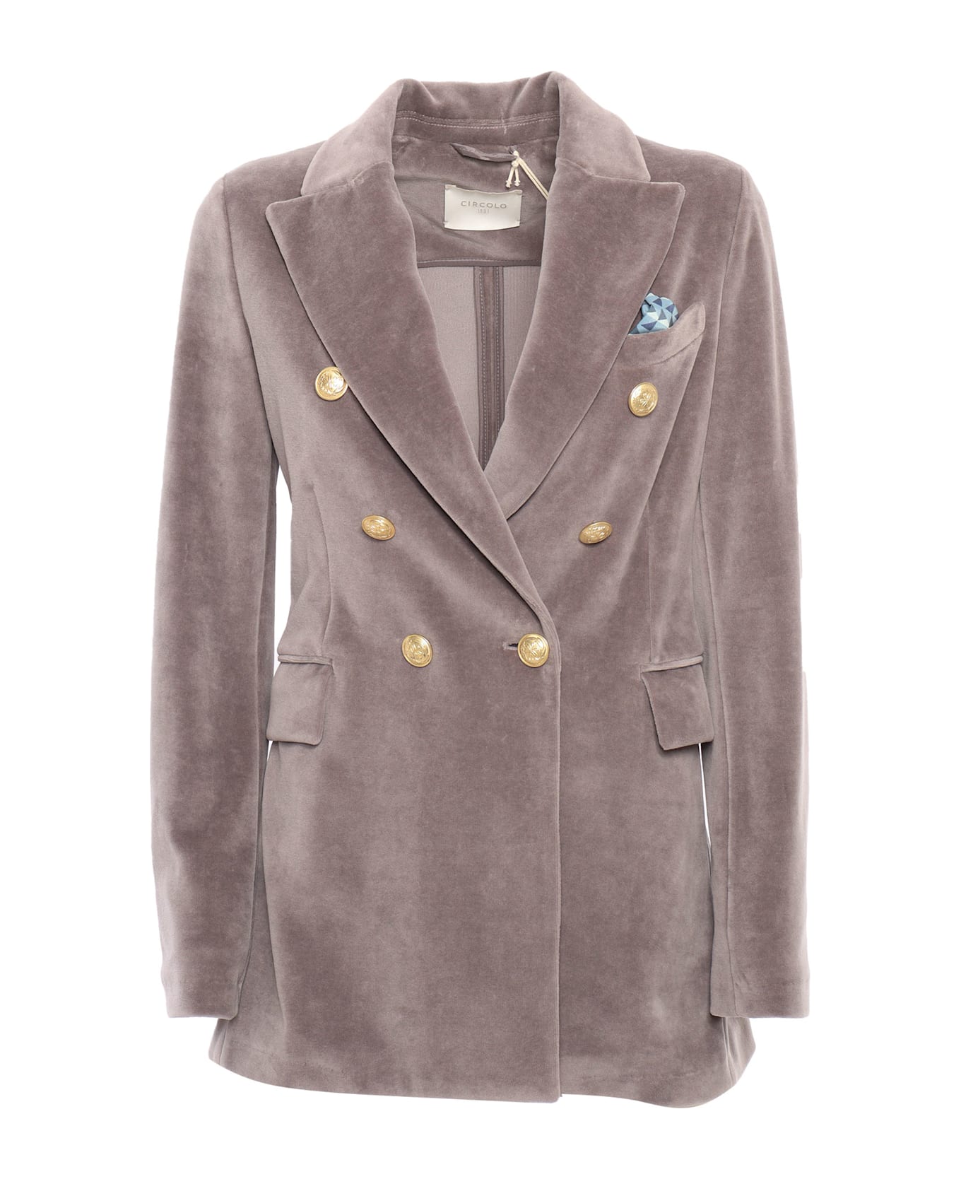 Circolo 1901 Velvet Double Breasted Jacket - SILVER