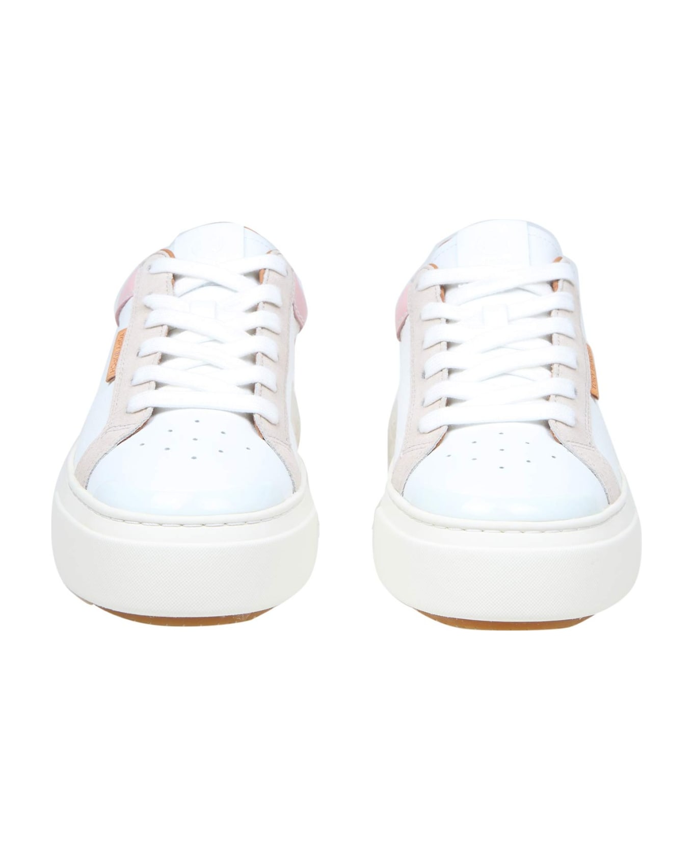 Tory Burch Ladybug Sneakers In White And Pink Leather - White/Rose