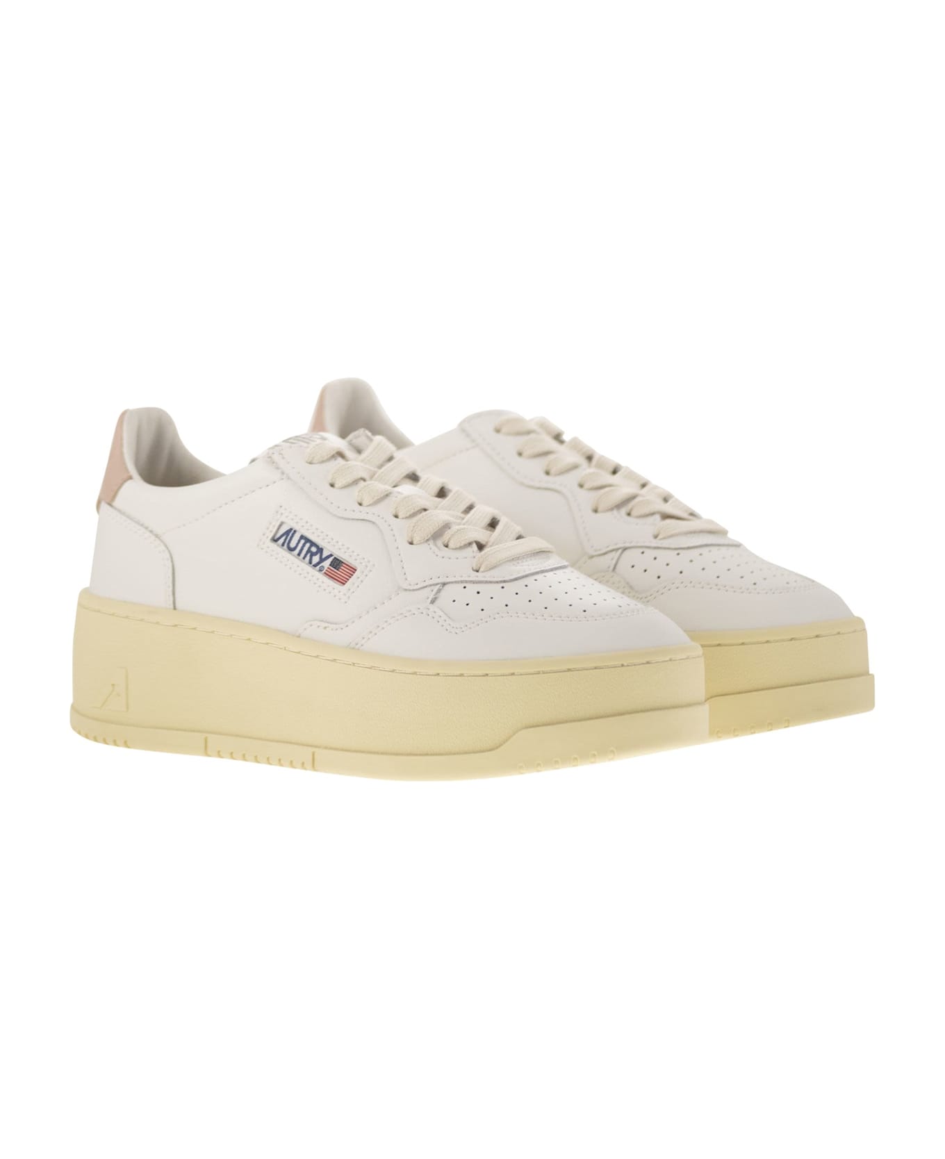 Autry Medalist Platform - Leather Trainers - White