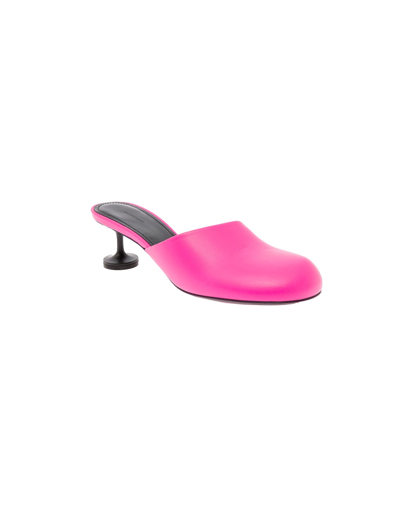Balenciaga Fluo Pink Lady Mule In Leather With Champagne Heel Balenciaga Woman - Pink