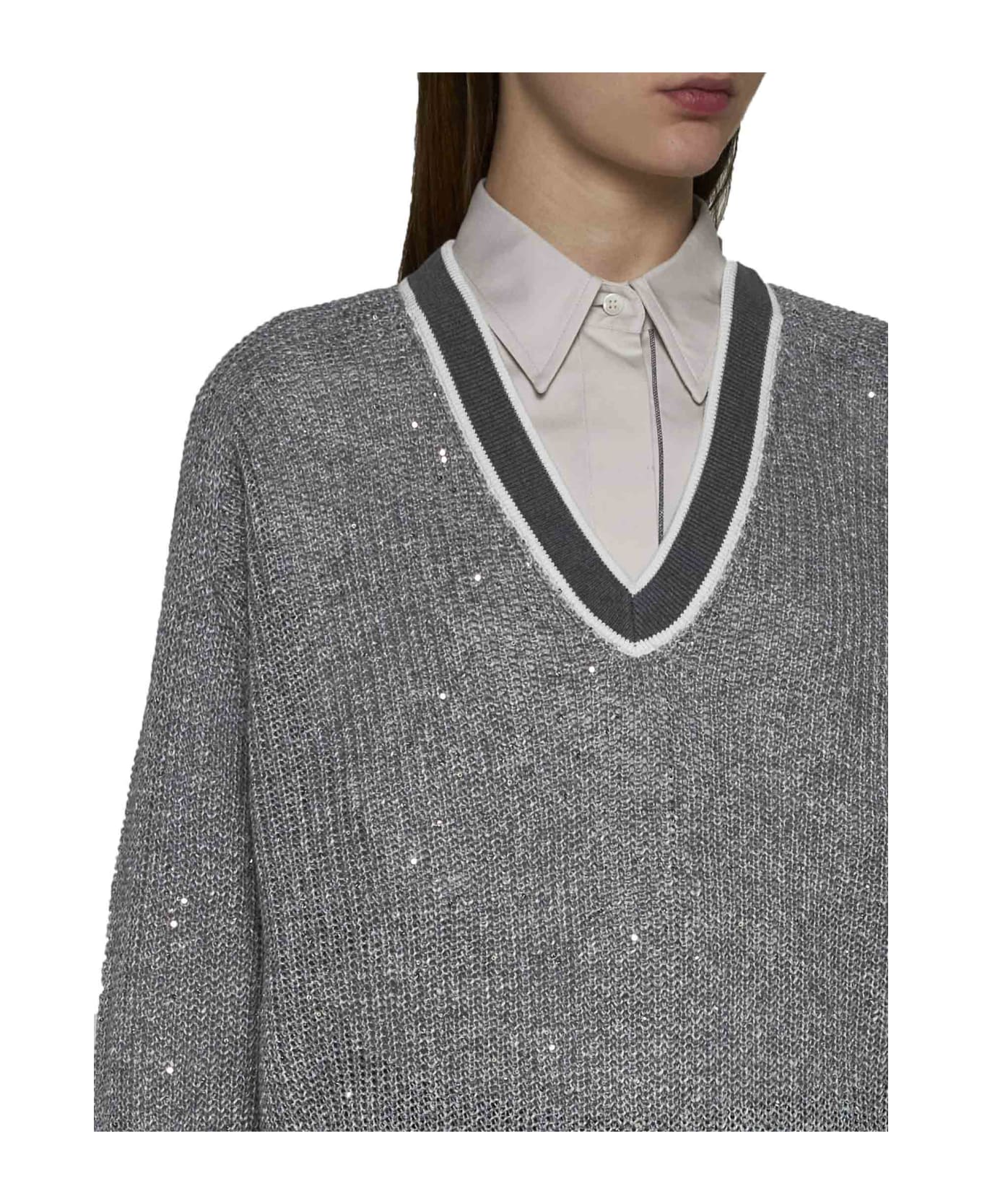 Brunello Cucinelli Linen Knit Sweater - Grey