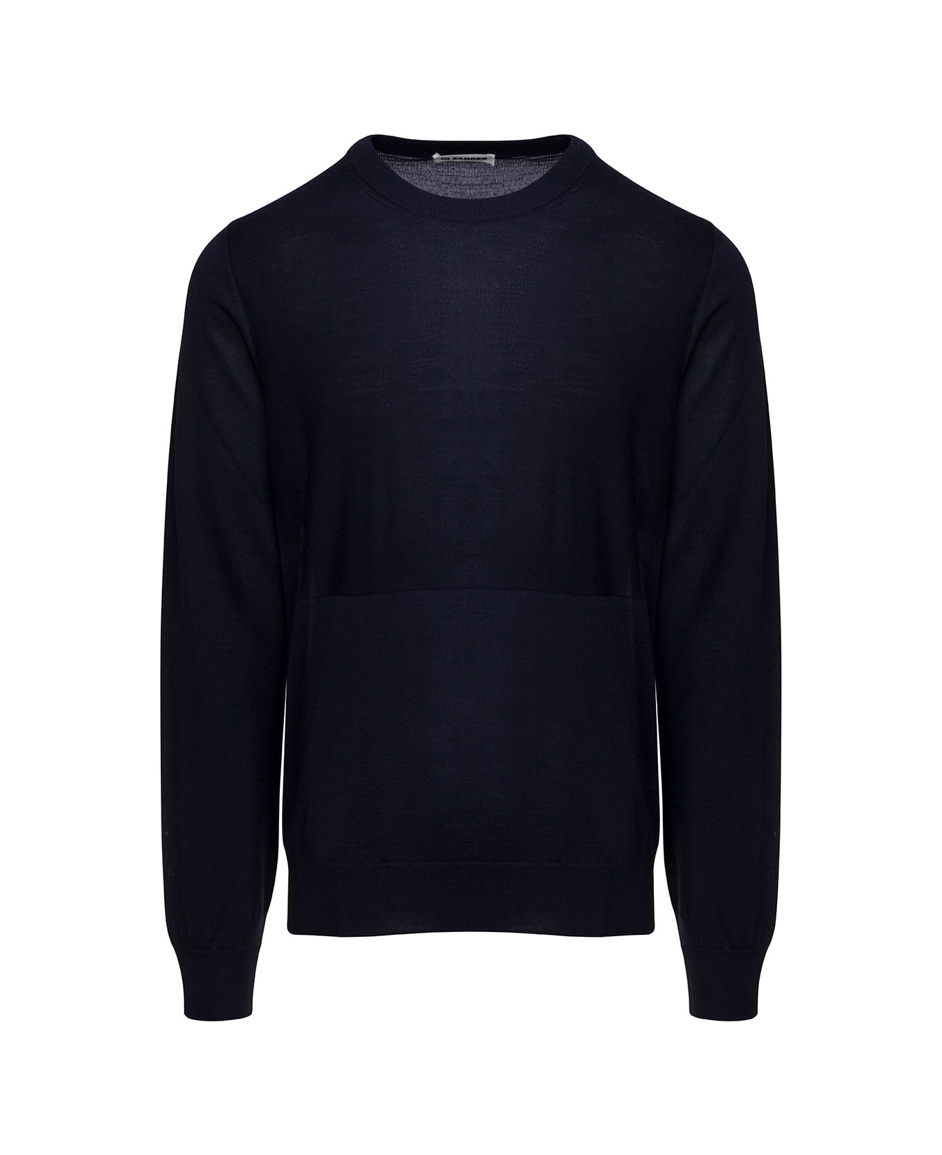 Jil Sander Blue Crewneck Sweater With Long Sleeves In Wool Man - Blu