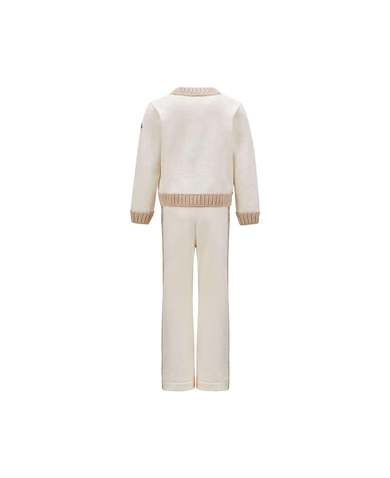 Moncler White Tracksuit With Logo And Knitted Hems - White