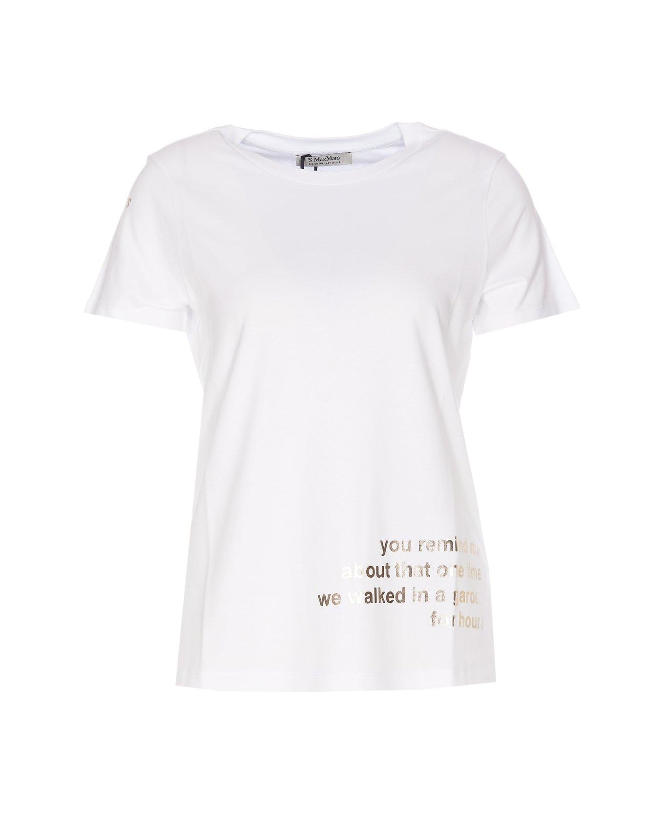 'S Max Mara Slogan Printed Crewneck T-shirt - WHITE Tシャツ
