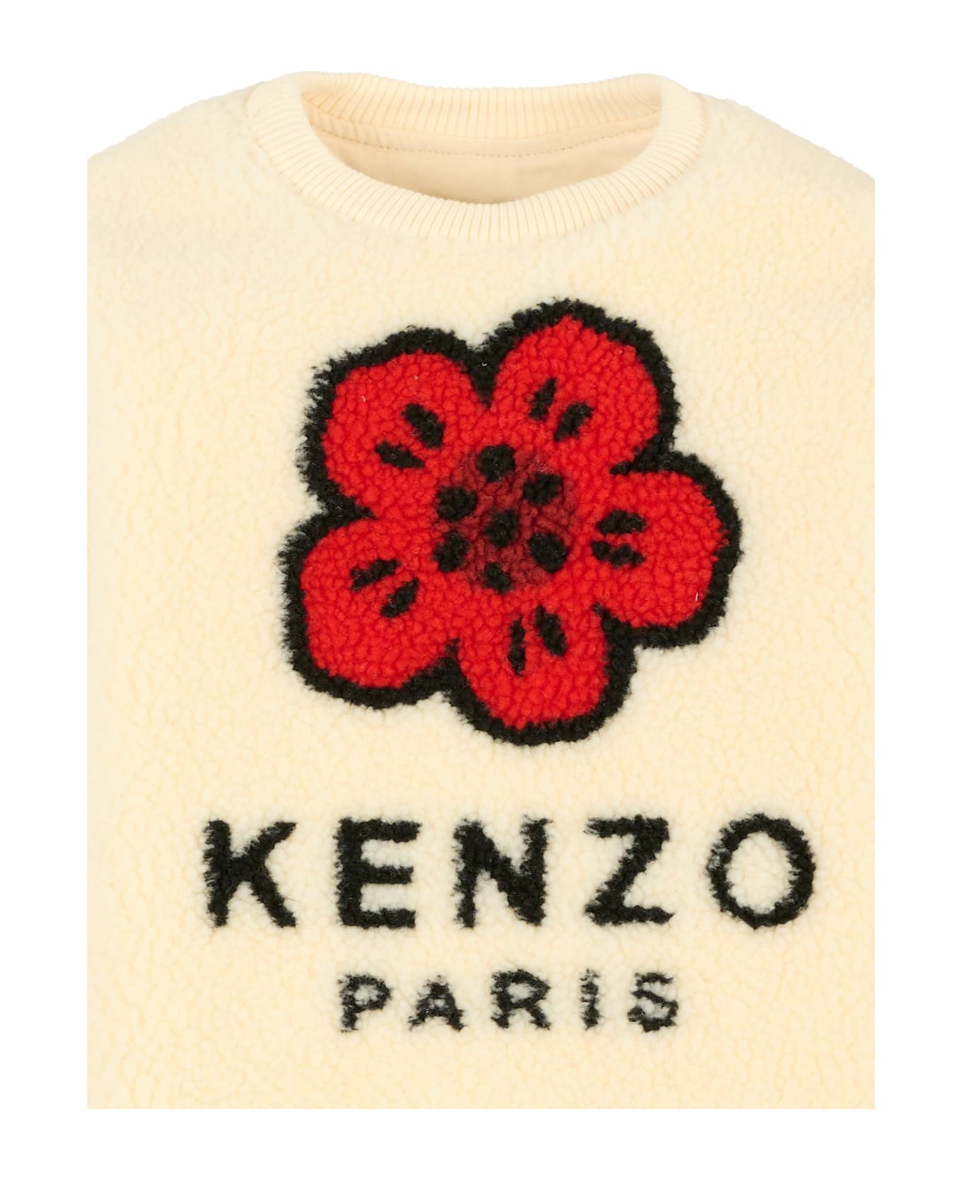 Kenzo Kids Ivory Sweatshirt For Girl With Poppy - Ivory