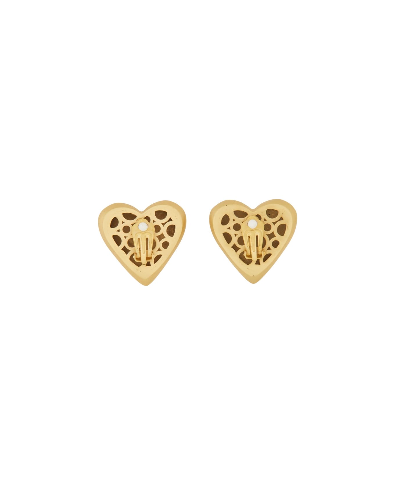 Dolce & Gabbana Heart Earrings With Dg Logo - GOLD