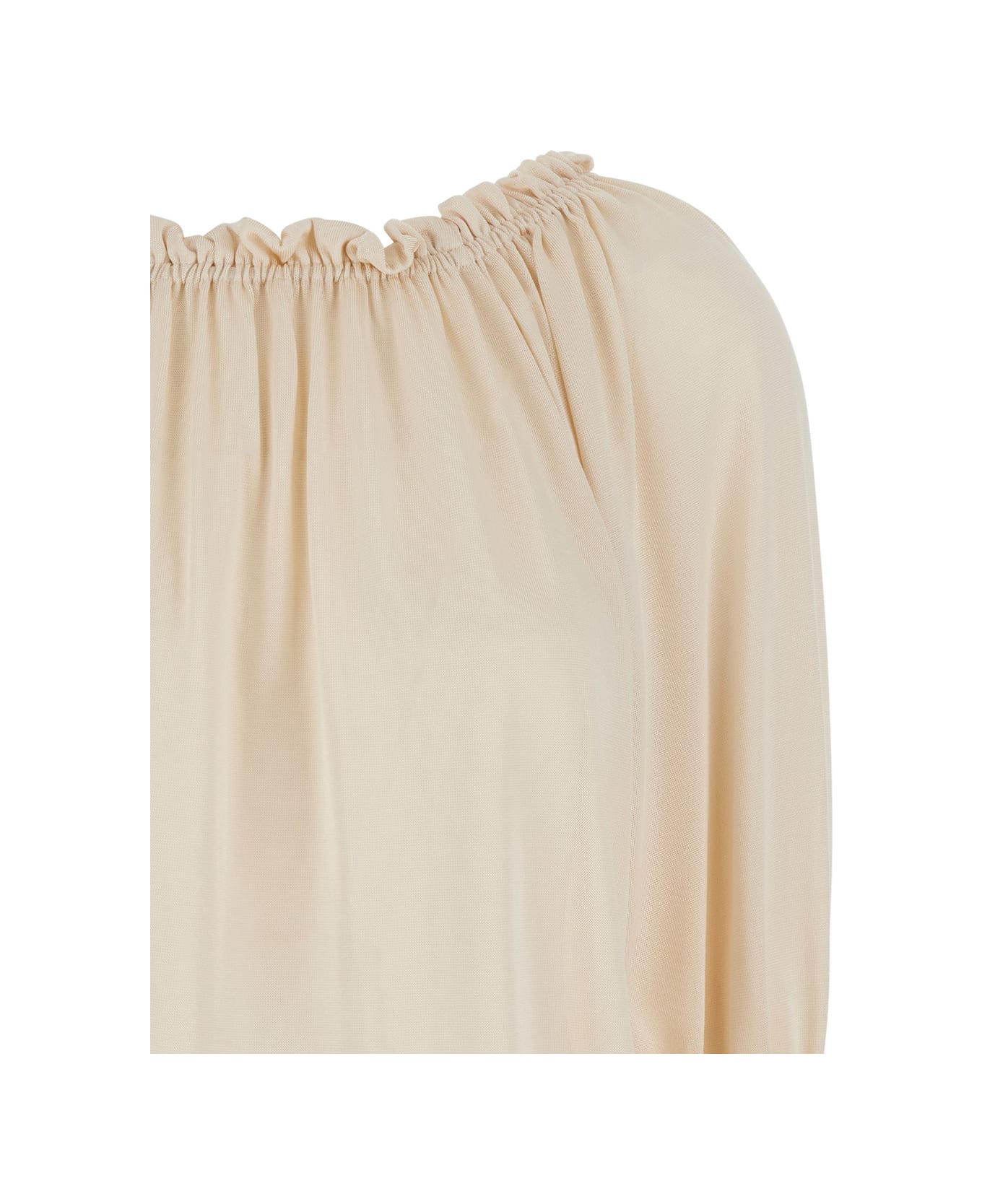 Alberta Ferretti Beige Top With Pleated Details In Viscose Woman - Beige