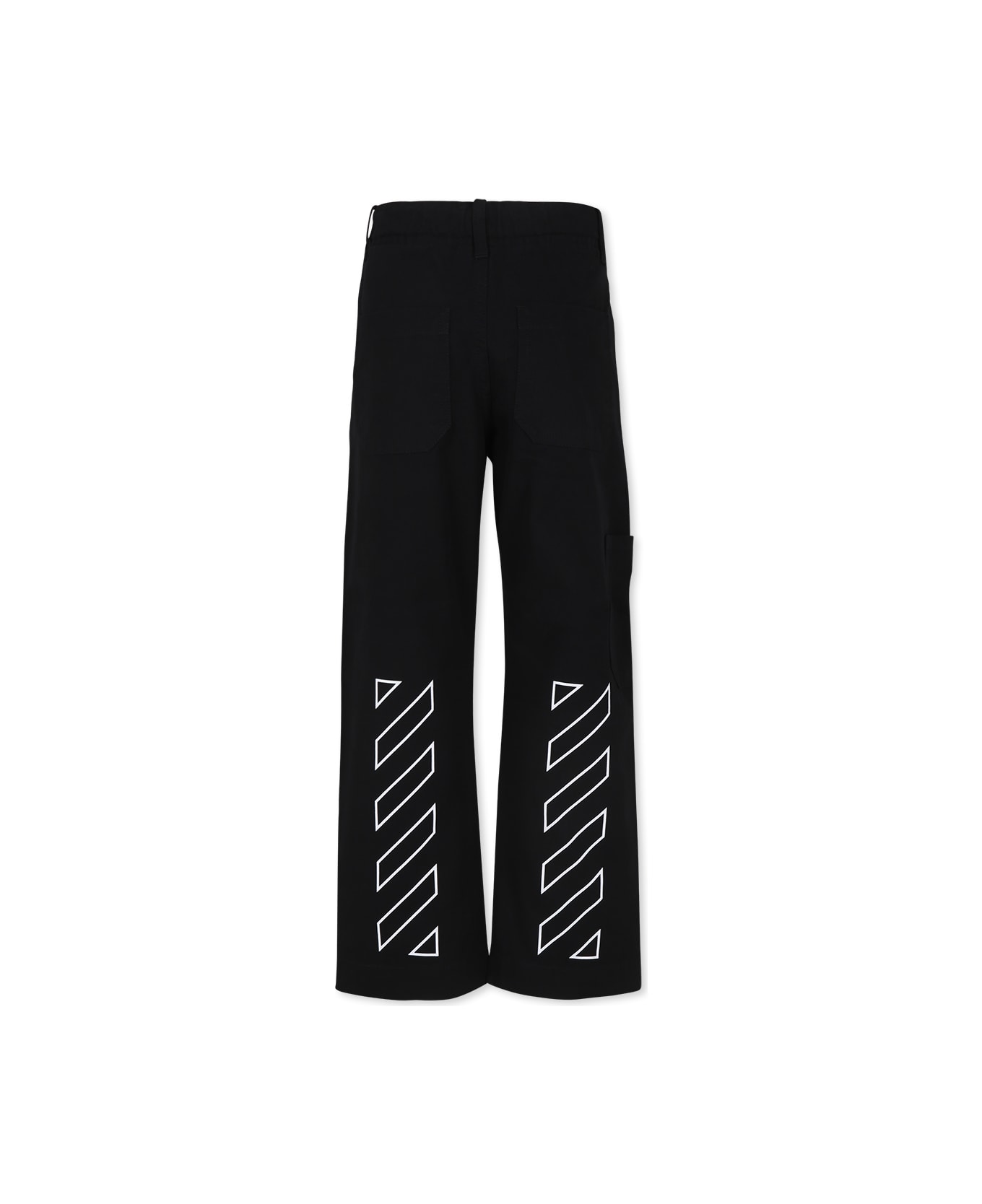 Off-White Black Trousers For Boy With Logo - Black