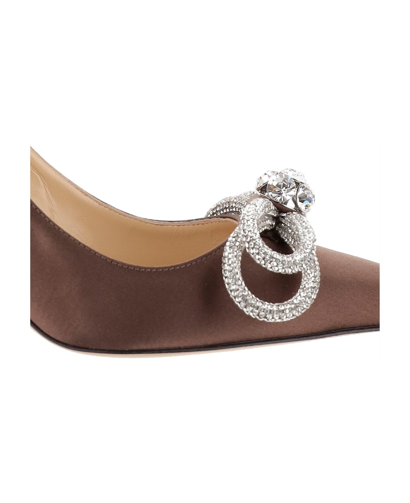 Mach & Mach Satin Heel With Crystal Appliqué - Brown