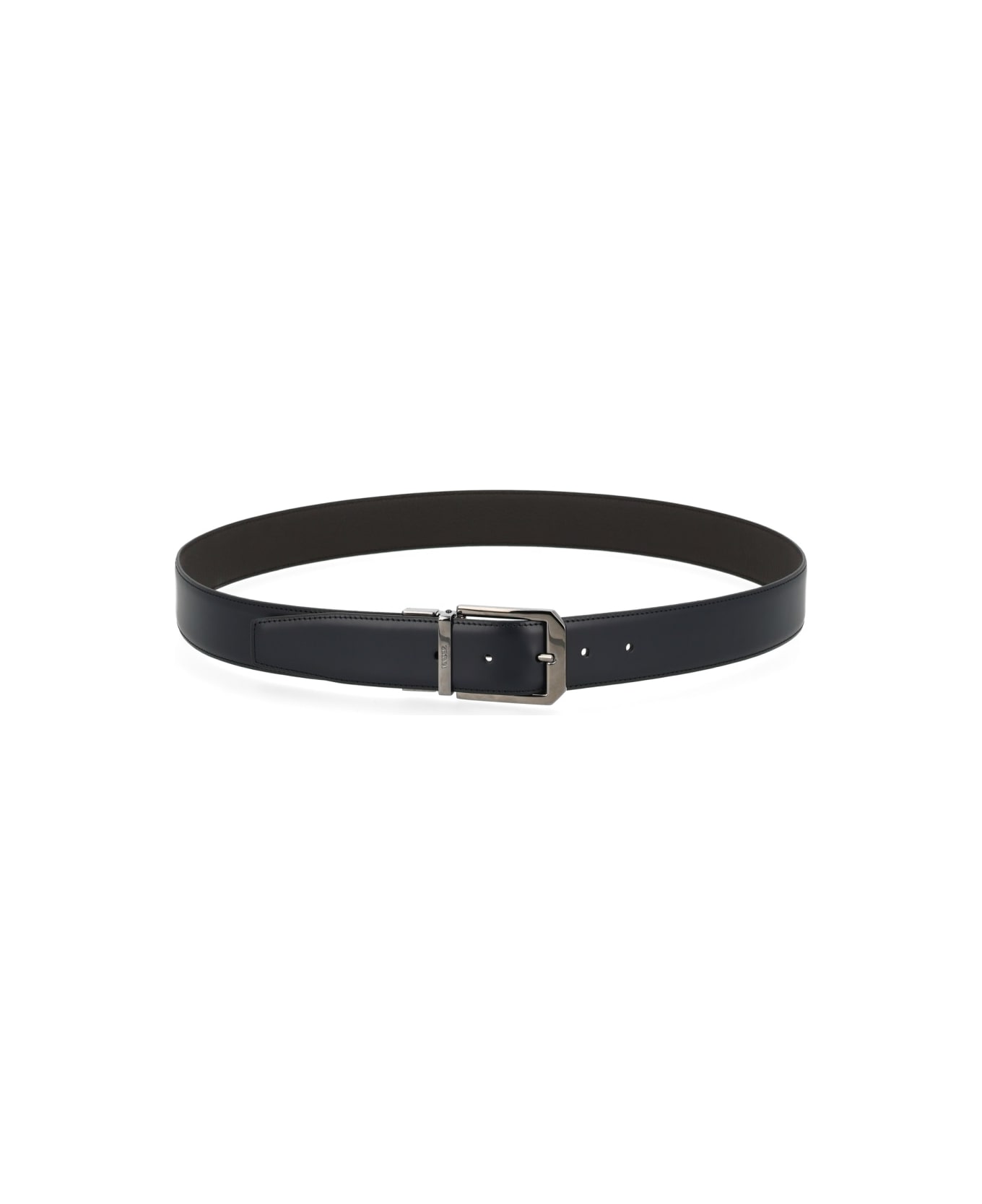 Zegna Reversible Leather Belt - BLACK