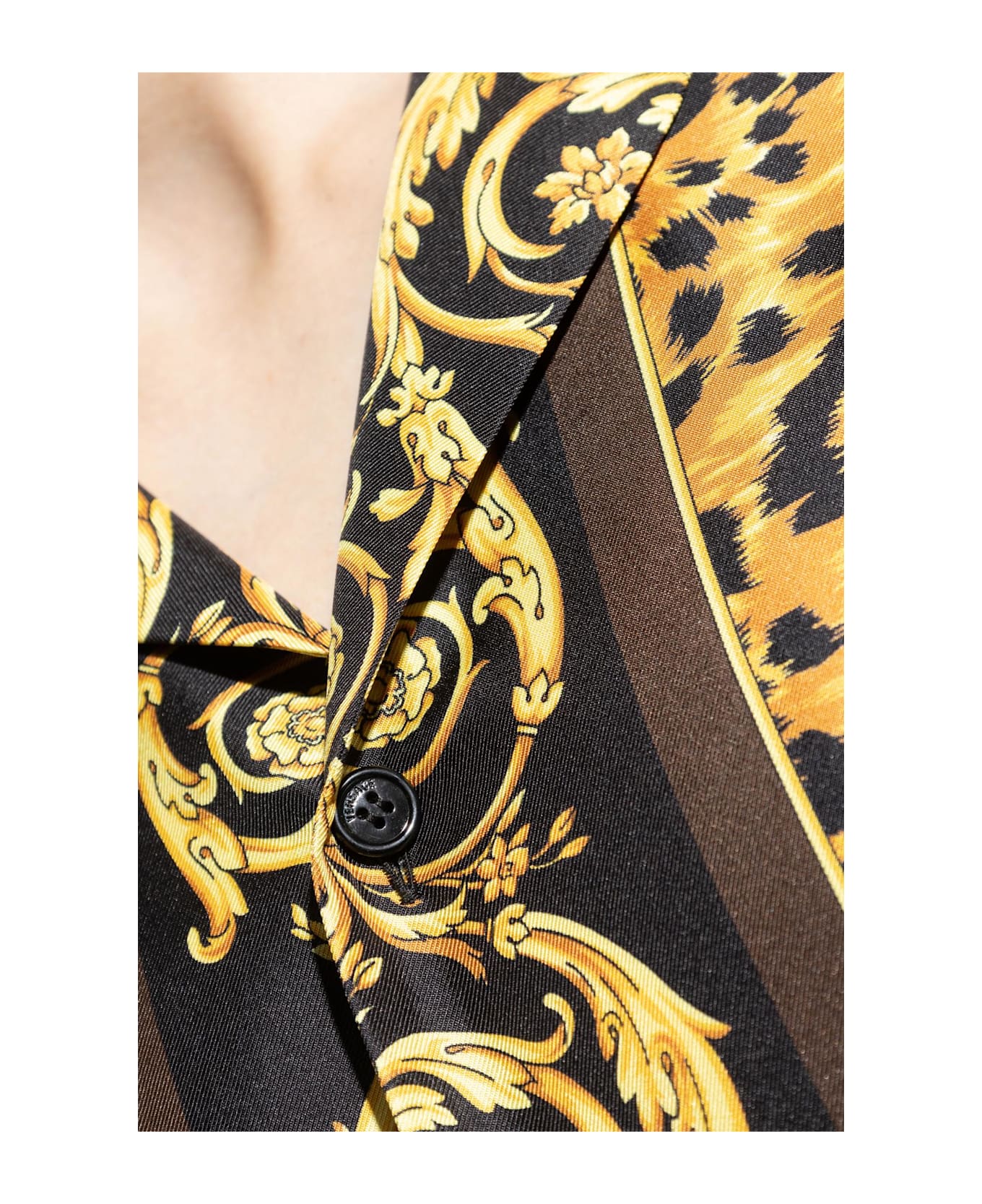 Versace Silk Short-sleeve Shirt - BLACK