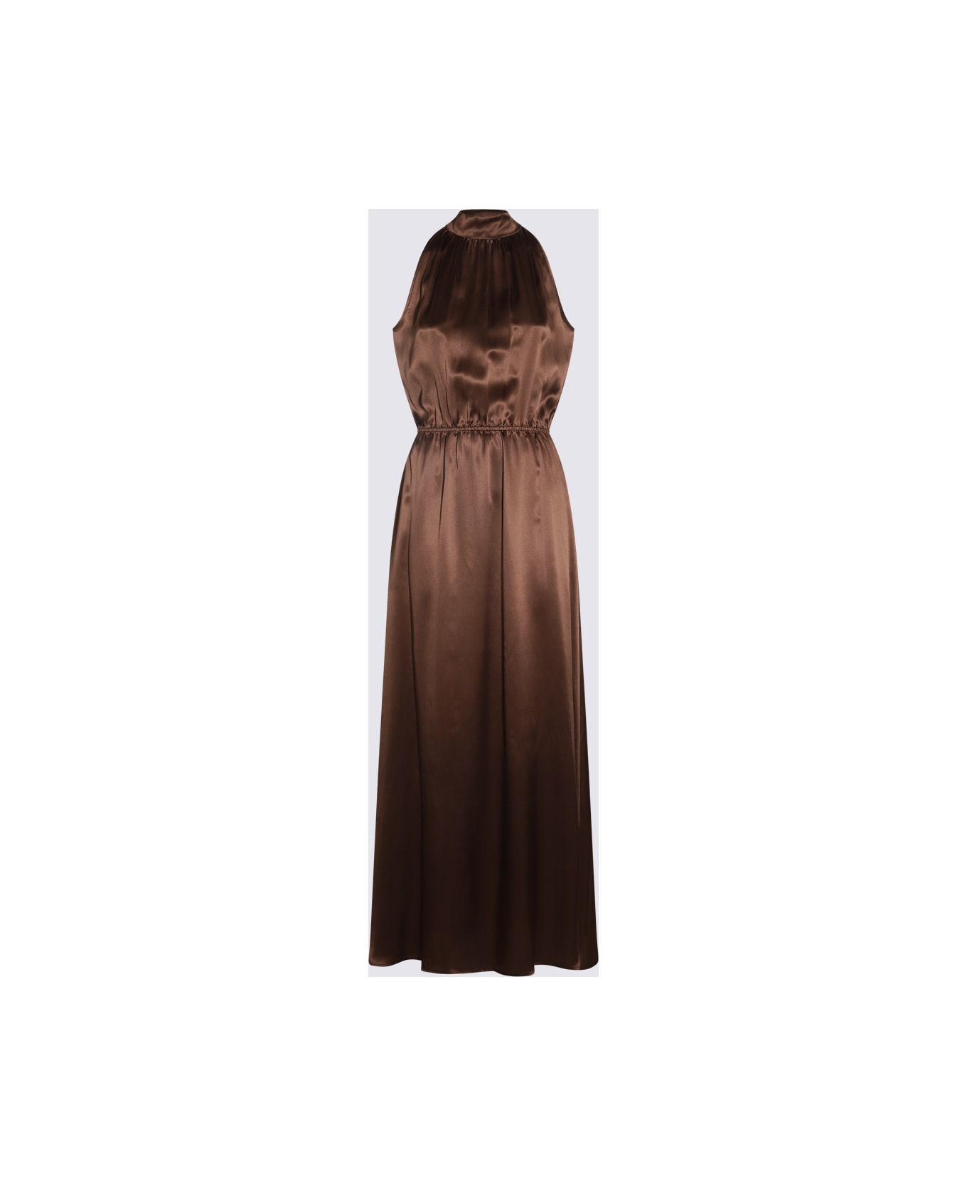 Crida Milano Brown Satin Taormina Long Dress - Brown