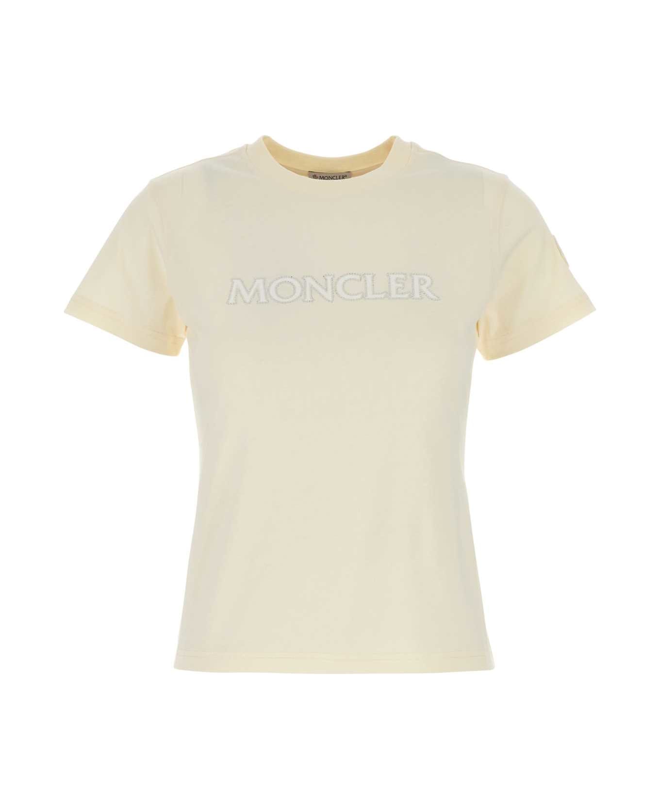 Moncler Ivory Cotton T-shirt - NEUTRALS