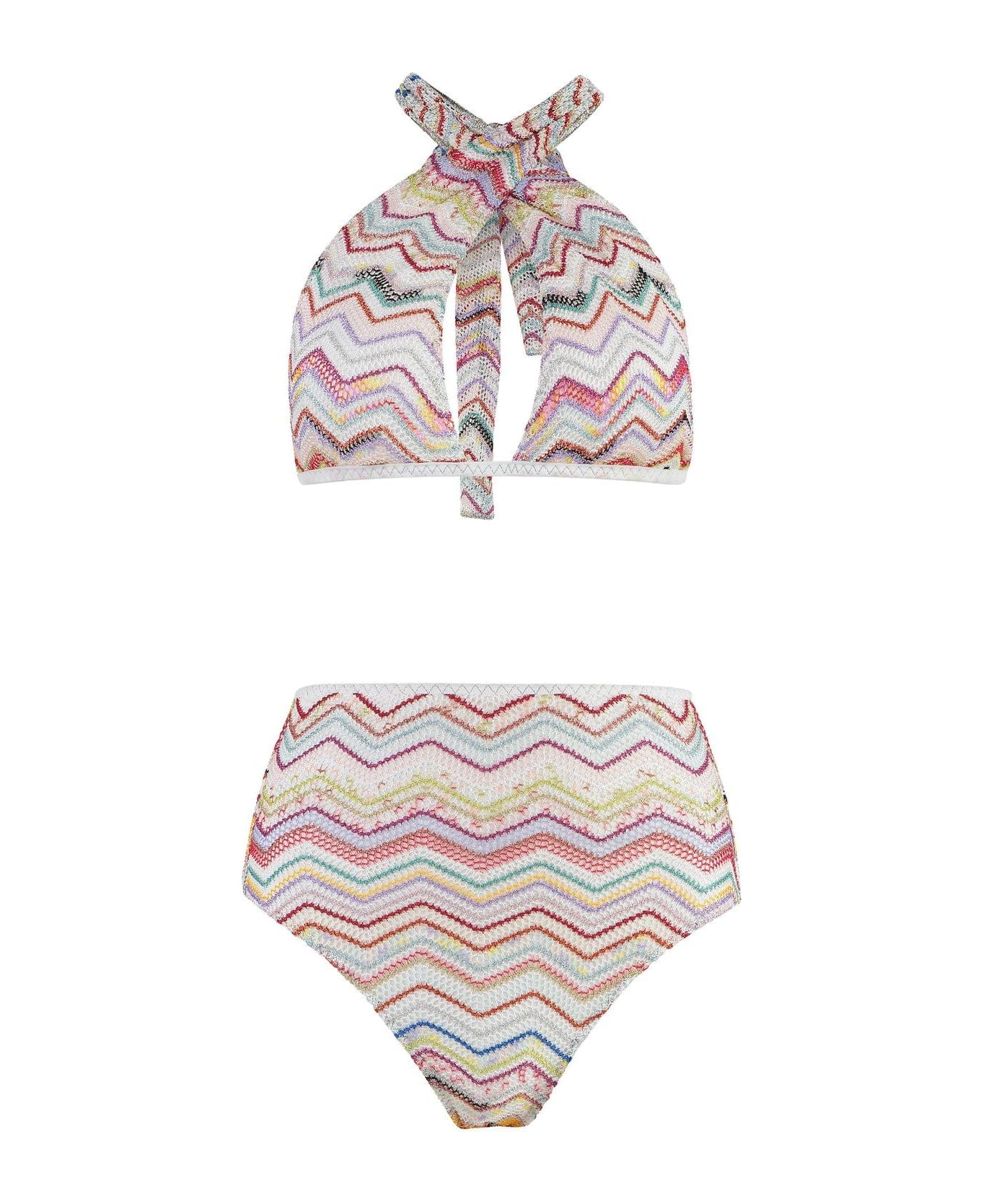 Missoni Zigzag Pattern Halterneck bikini Set - MultiColour