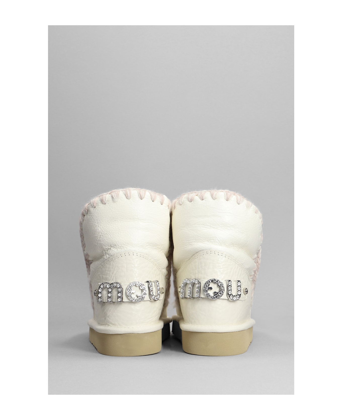 Mou Eskimo 18 Low Heels Ankle Boots In White Leather - white ブーツ