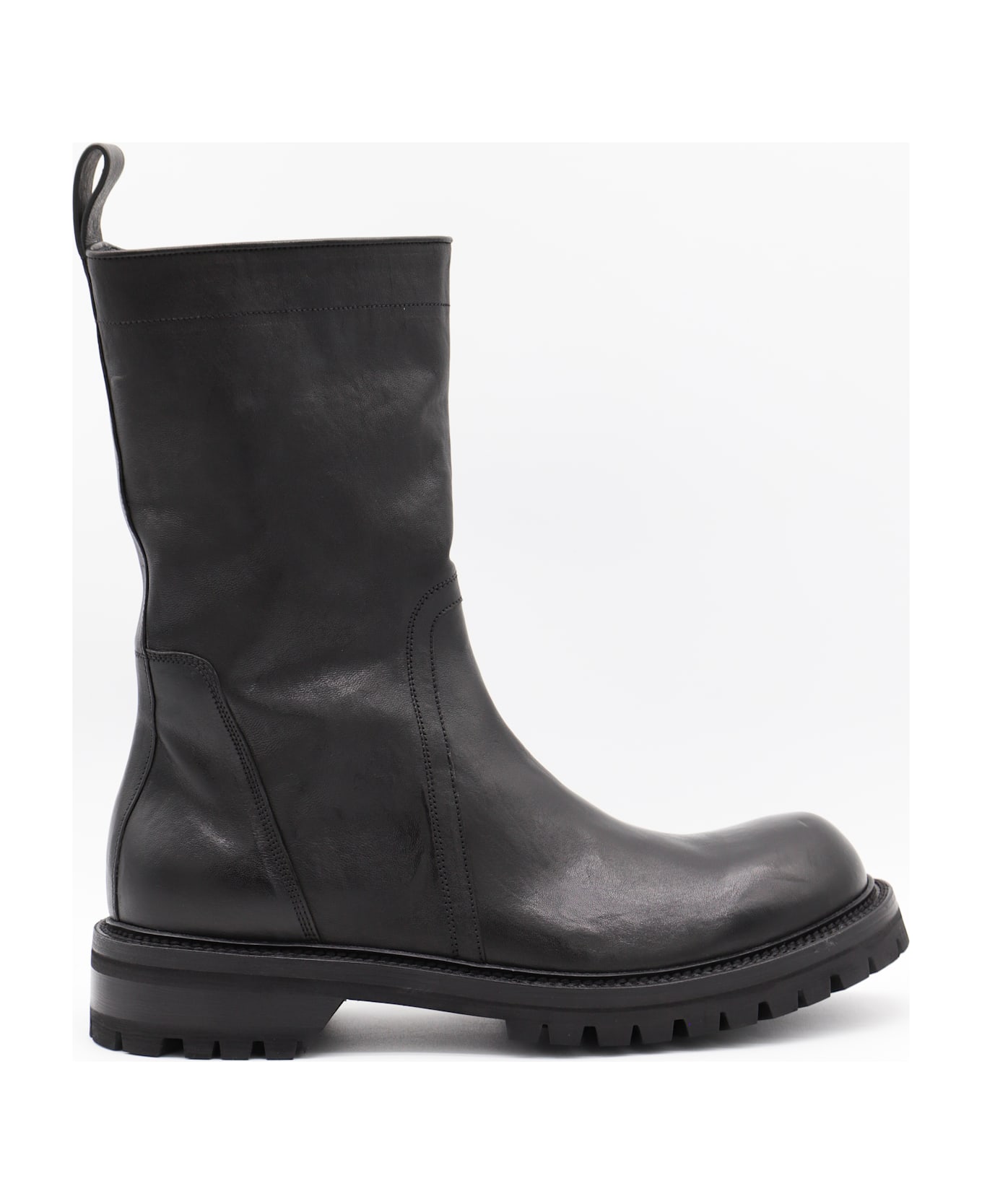 Rick Owens Black Leather Army Creeper Boots - Black