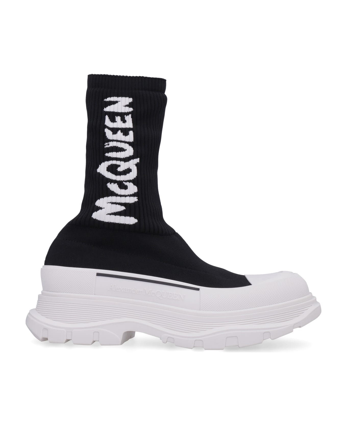 Alexander McQueen Tread Slick Knitted Boots - black