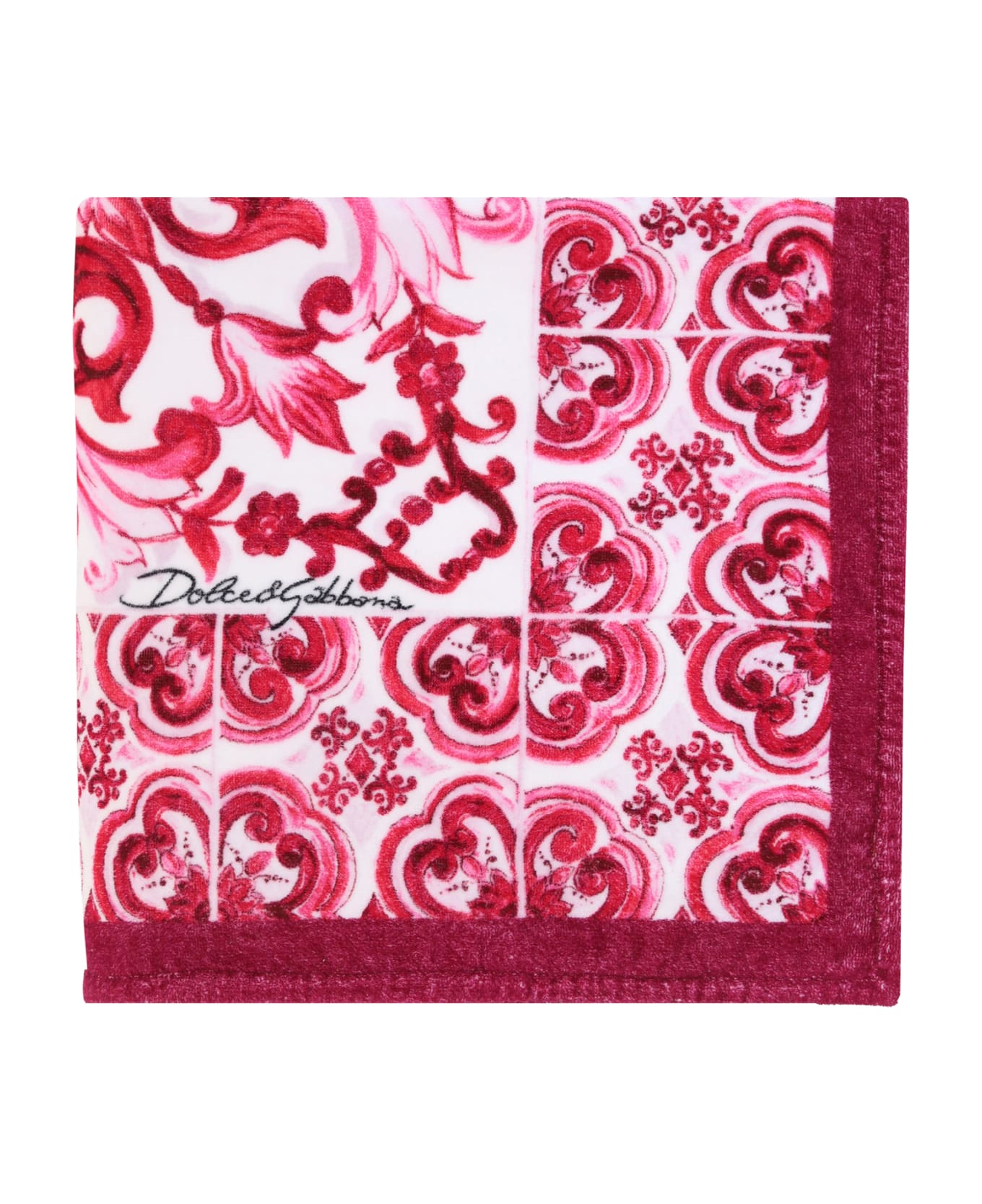 Dolce 
Gabbana Maiolica Beach Towel - Tris Maioliche Fuxia
