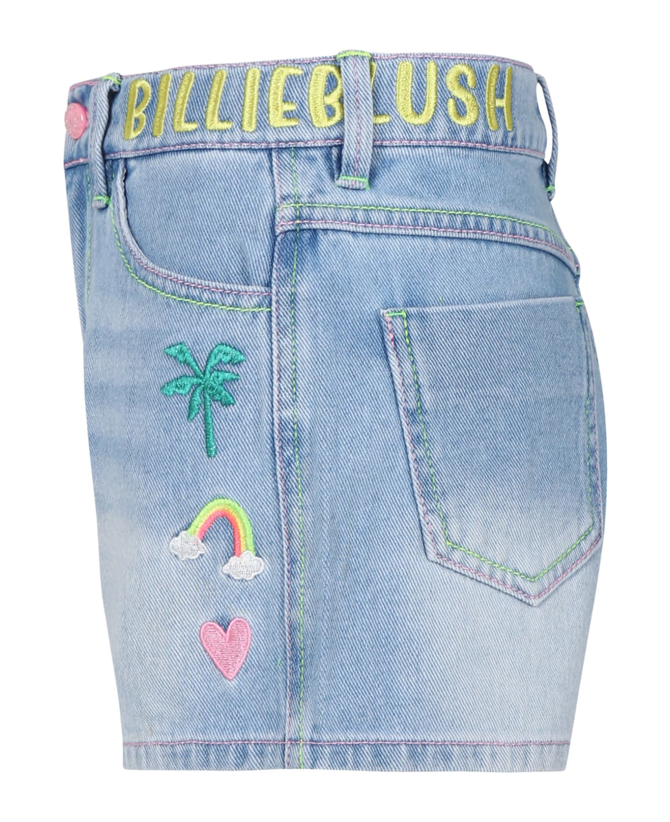 Billieblush Denim Shorts For Girl With All-over Embroidery - Denim