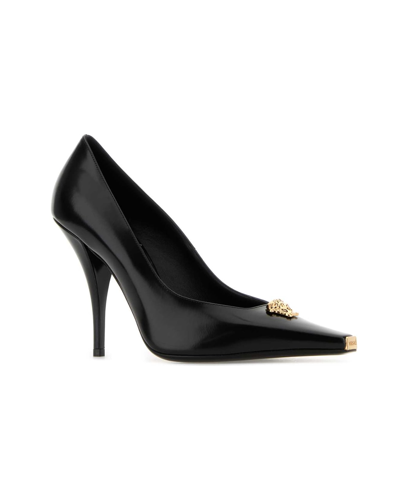 Versace Black Leather Pumps - BLACKVERSACEGOLD
