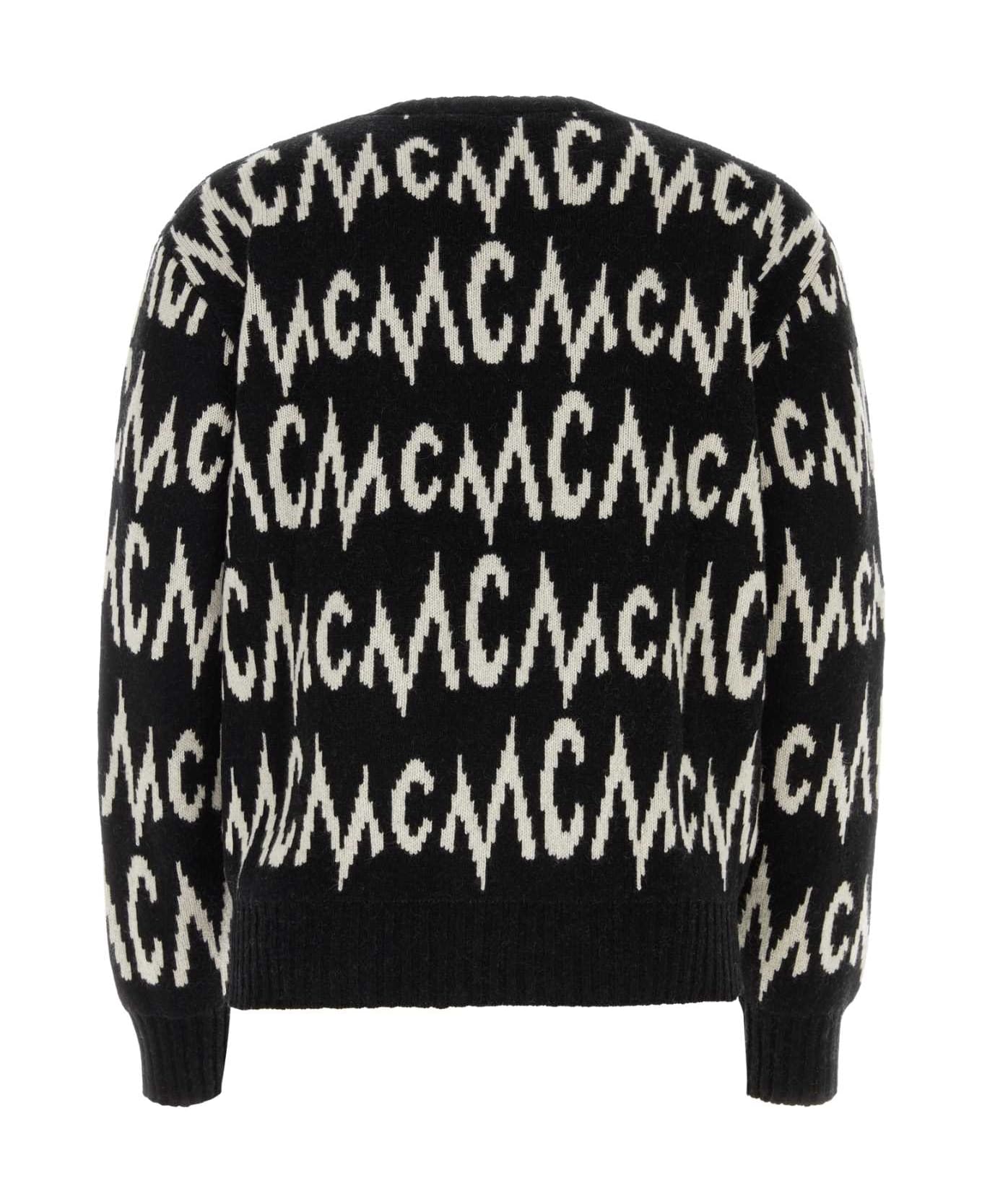MCM Embroidered Cashmere Blend Sweater - BLACK + EGRET