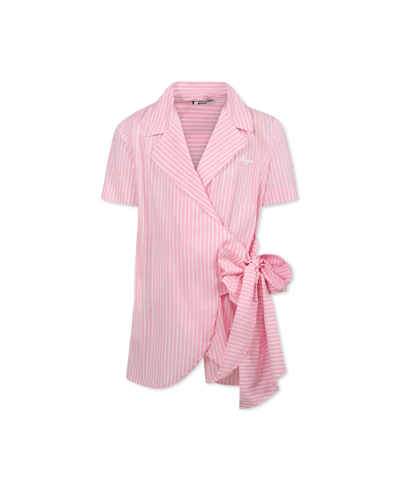 MSGM Pink Dress For Girl With Logo - Pink