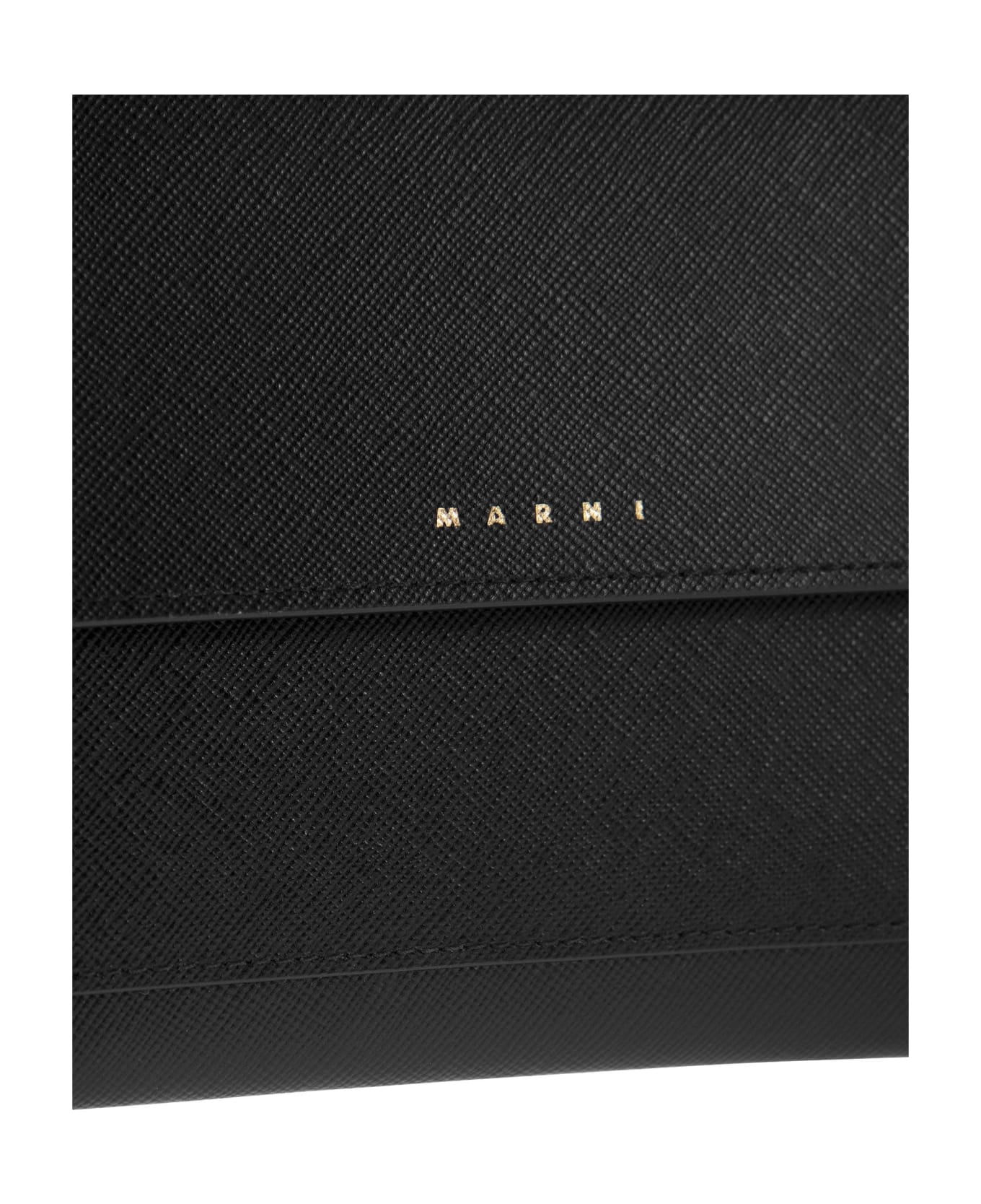 Marni Debossed Logo Leather Clutch - Black トートバッグ
